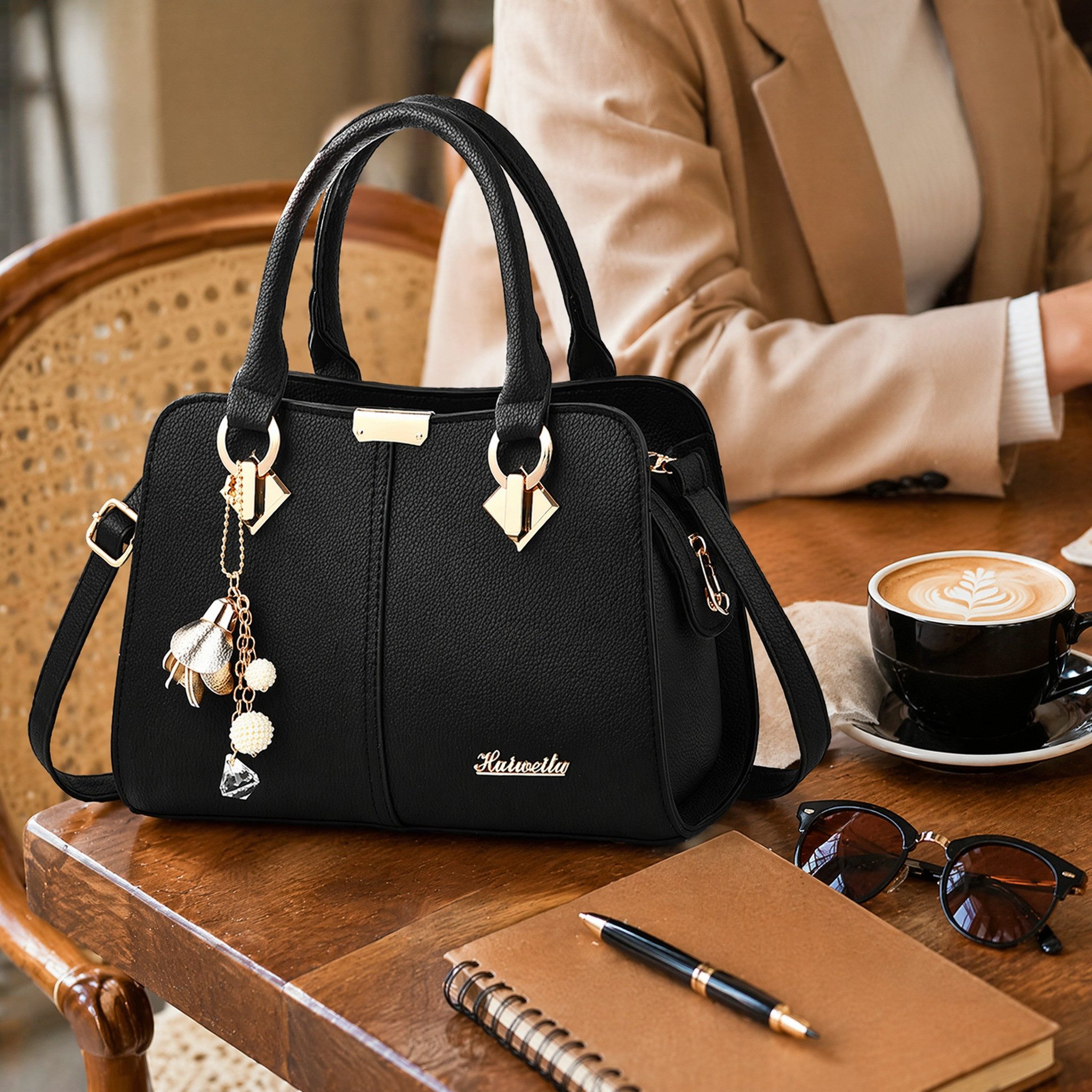 OKWISH Henkeltasche Damen Handtasche Umhängetasche Frauen Schulterbeute Freizeittasche (Arbeitstasche Messenger-Tasche Top Griff mit Schultergurt, 1-tlg., Bürotasche, 28x19x13 cm, Unitasche, Kunstleder), für Frau Frauen Jungen Arbeit Business Schule Büro usw