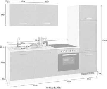 HELD MÖBEL Küchenzeile Visby, mit E-Geräten, Breite 240 cm inkl. Kühlschrank