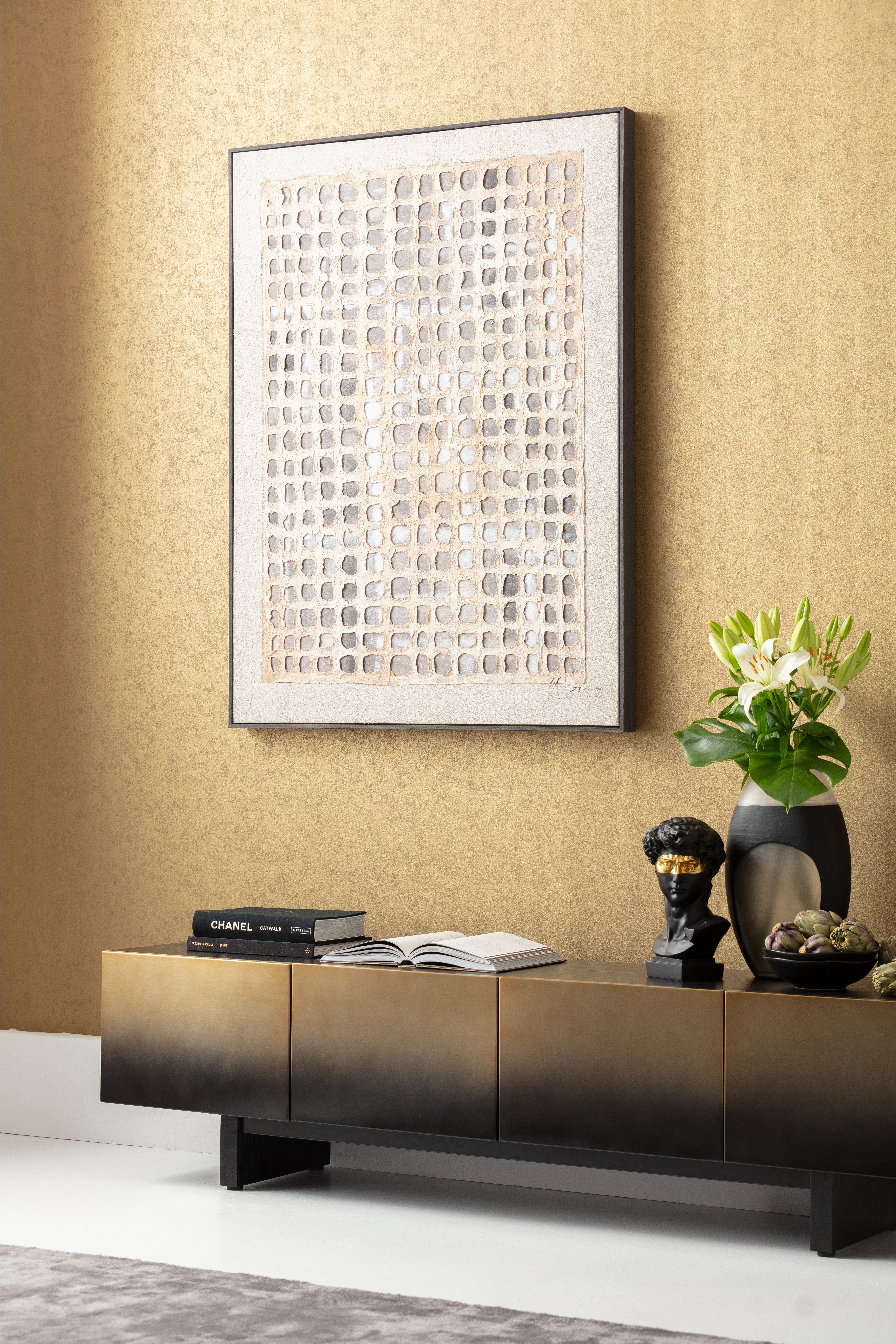 Kare Design Bild mit Rahmen Gerahmtes Bild Glitter Curtain 120x90cm