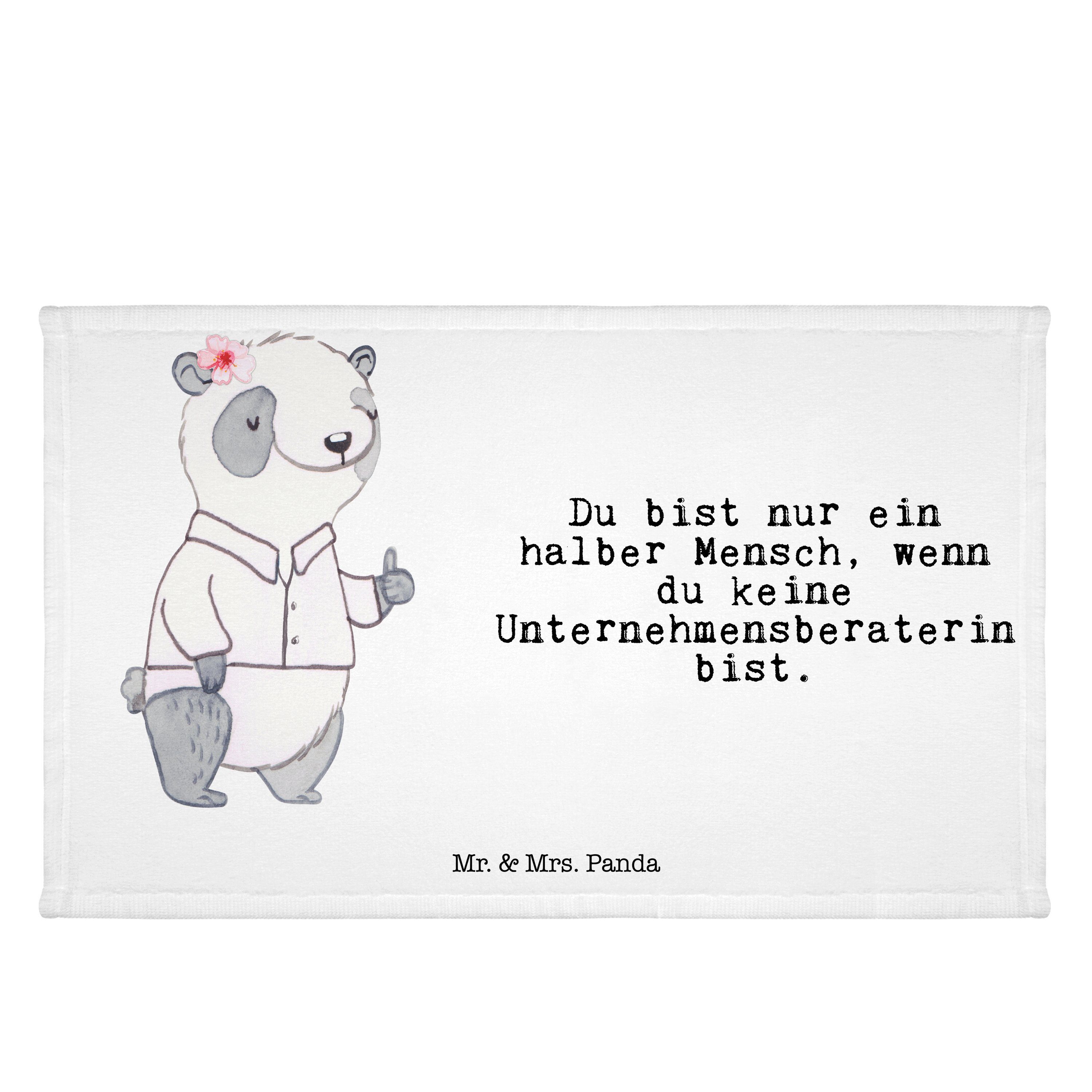 - Herz (1-St) & Handtuch Unternehmensberaterin - Geschenk, Panda Mrs. Weiß Arbe, mit Mr. Reisehandtuch,