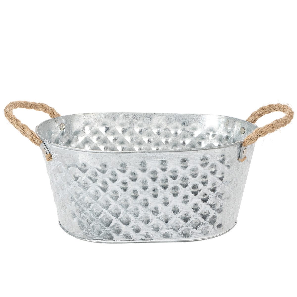 Florists Products Übertopf Zinkschale mit Seilgriffen für Blumendeko und kreative