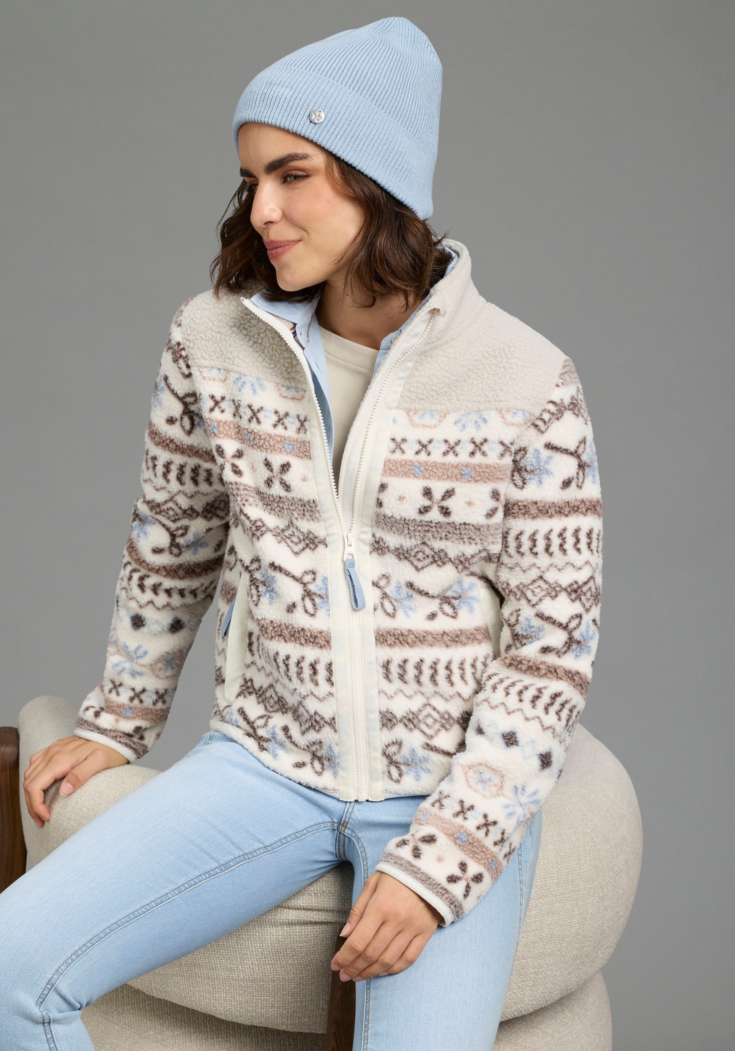 KangaROOS Fleecejacke Teddy Fleece mit Druck für den Übergang