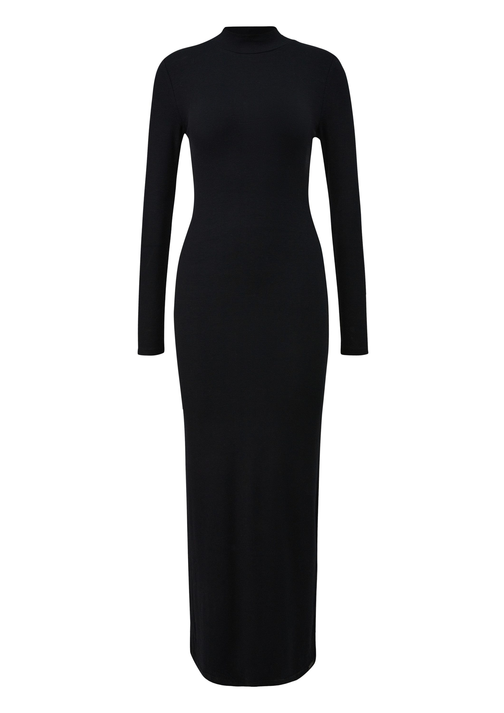 QS Maxikleid Kleid Rippkleid mit Stehkragen