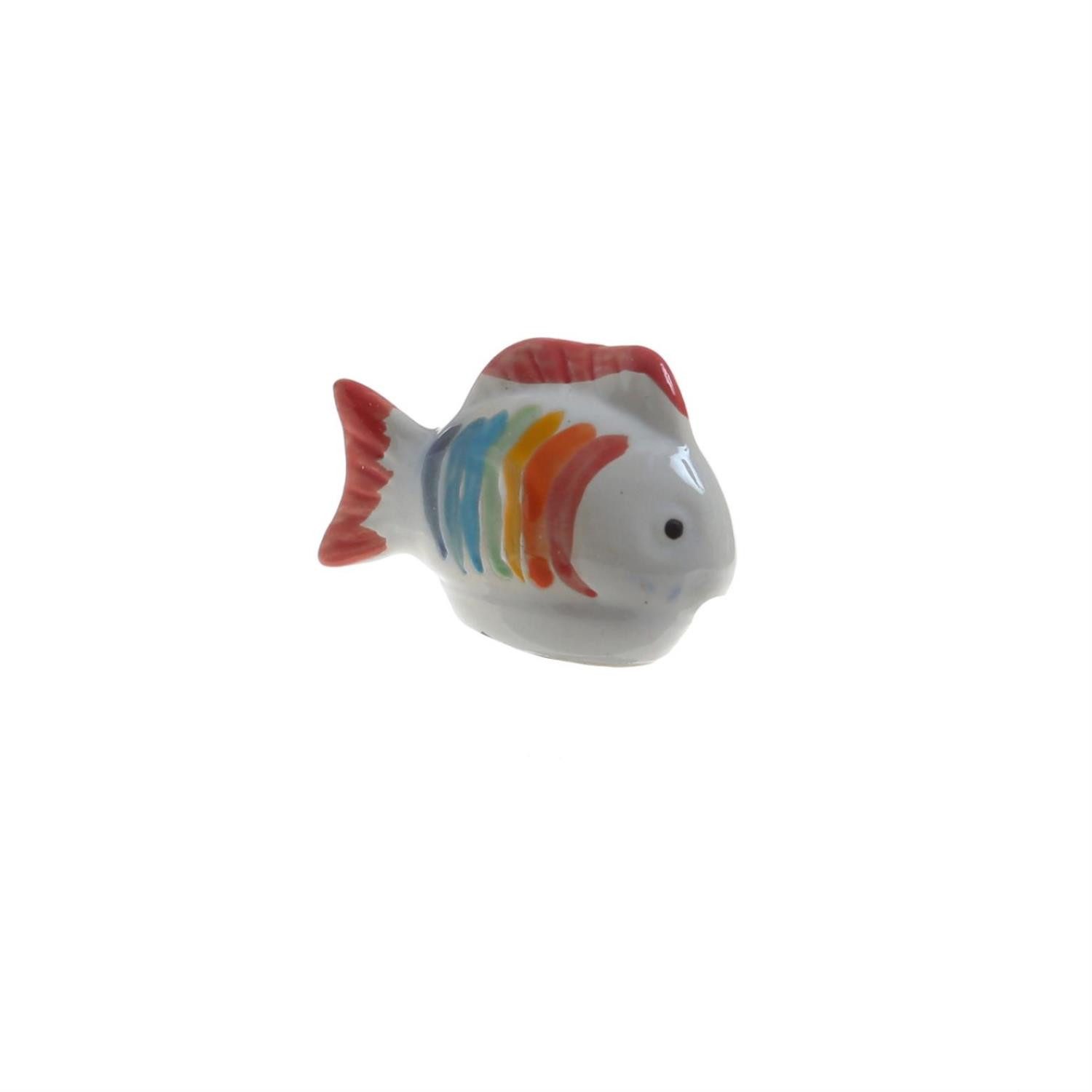 Dekofigur Fisch Teichdeko Tierfigur schwimmend Porzellan bunt Regenbogen L: 6cm