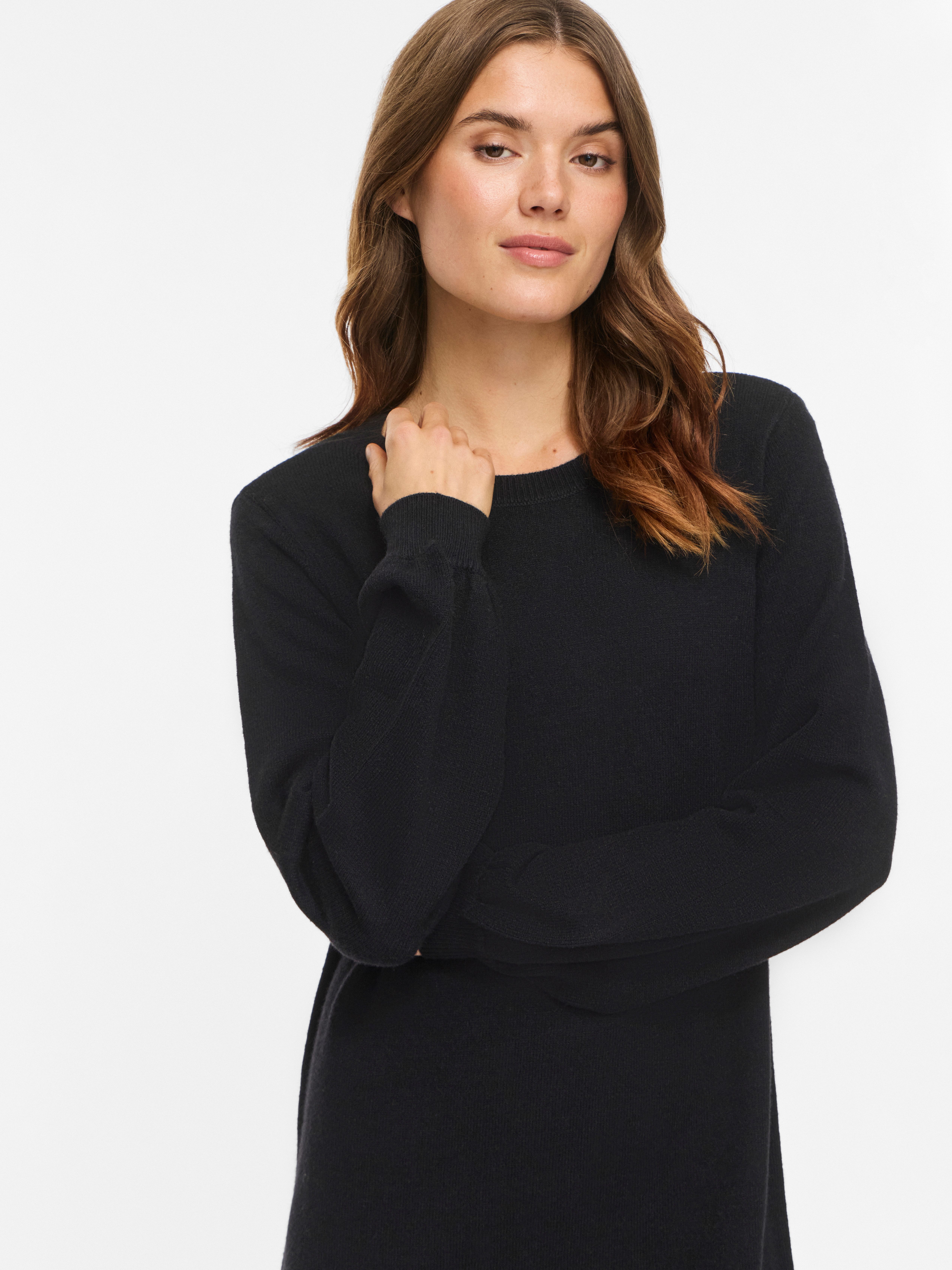 Vila Strickkleid VIRIL L/S VOLUME SLEEVE KNIT DRESS-NOOS Materialmix, normal geschnitten