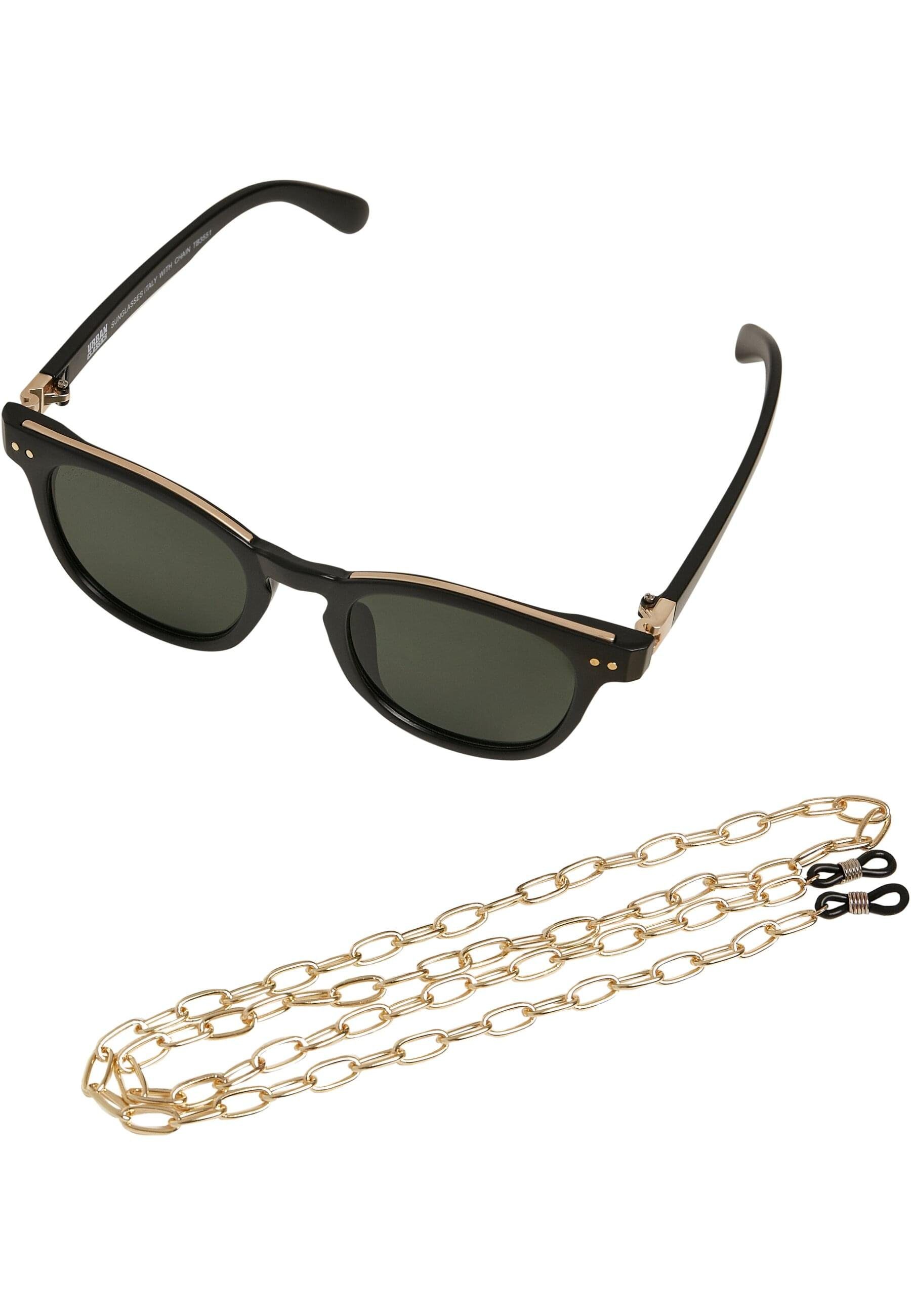URBAN CLASSICS black/gold/gold Unisex Sonnenbrille with Italy chain Sunglasses