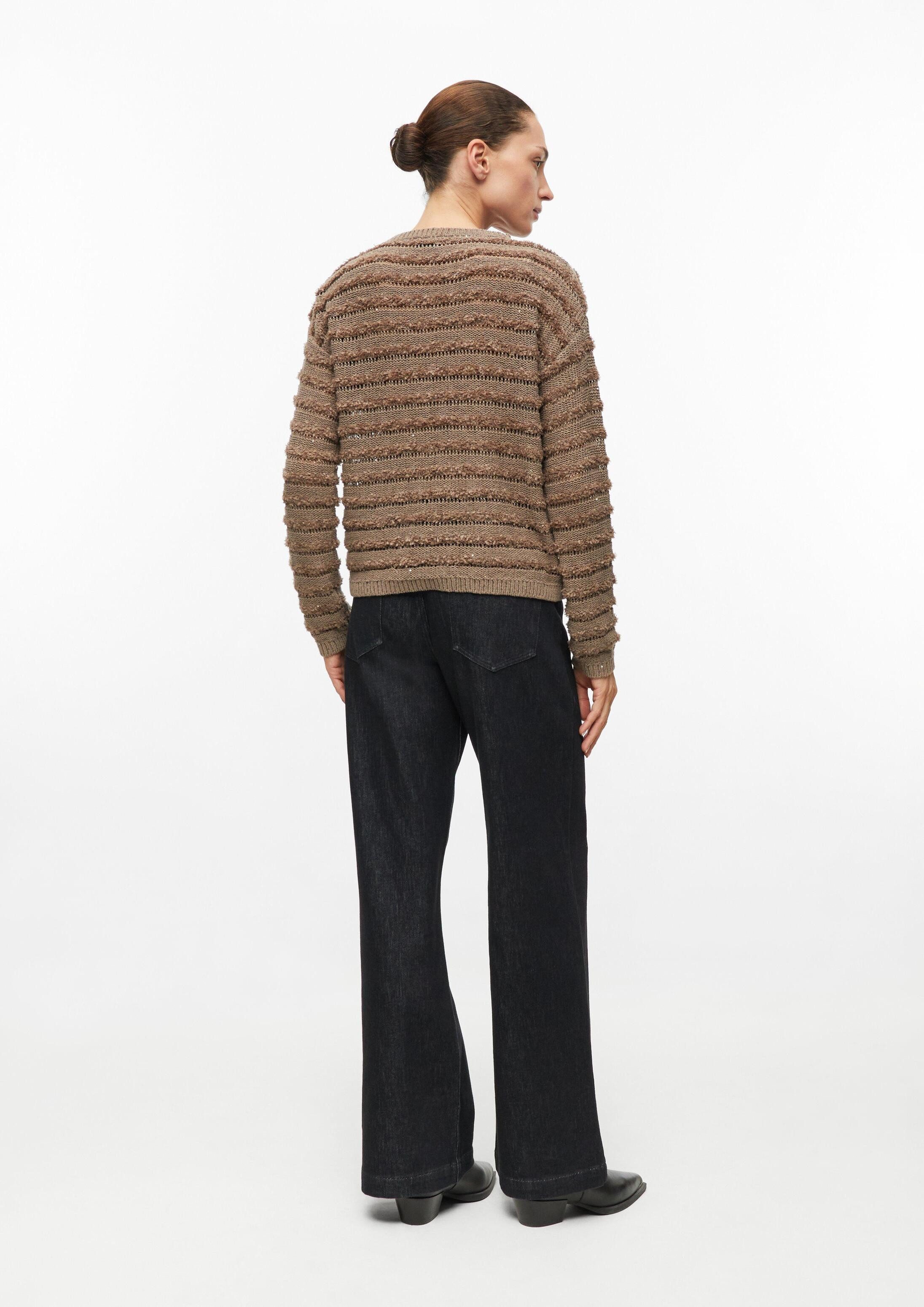 s.Oliver Longpullover Strickpullover Leicht transparenter Pullover mit Ajourmuster und Pailletten