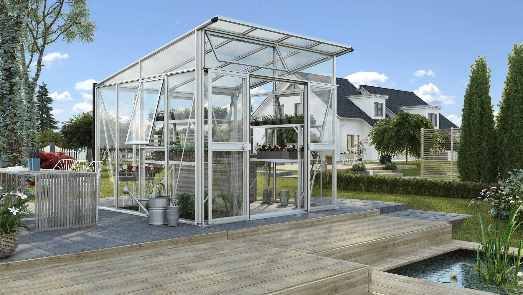 Thumbnail - Vitavia Gewächshaus Aphrodite 7800 ESG/HKP 3/10mm 3 Dachfenster 1 Oberfenster