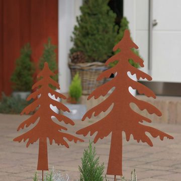 UNUS GARDEN Gartenstecker Tannenbaum in Rostoptik 2er Set (92x71cm und 31x23cm (HxB)