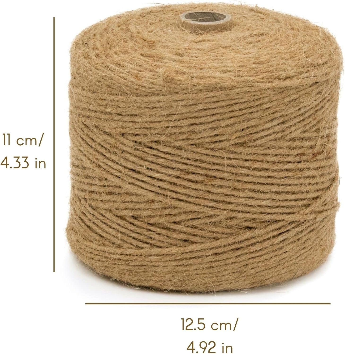 Creative Deco Juteschnur 300 m 2-3 mm 3-lagig Jutekordel Jutegarn Paketband Bastelgarn, 300,00 m, Auf Spule