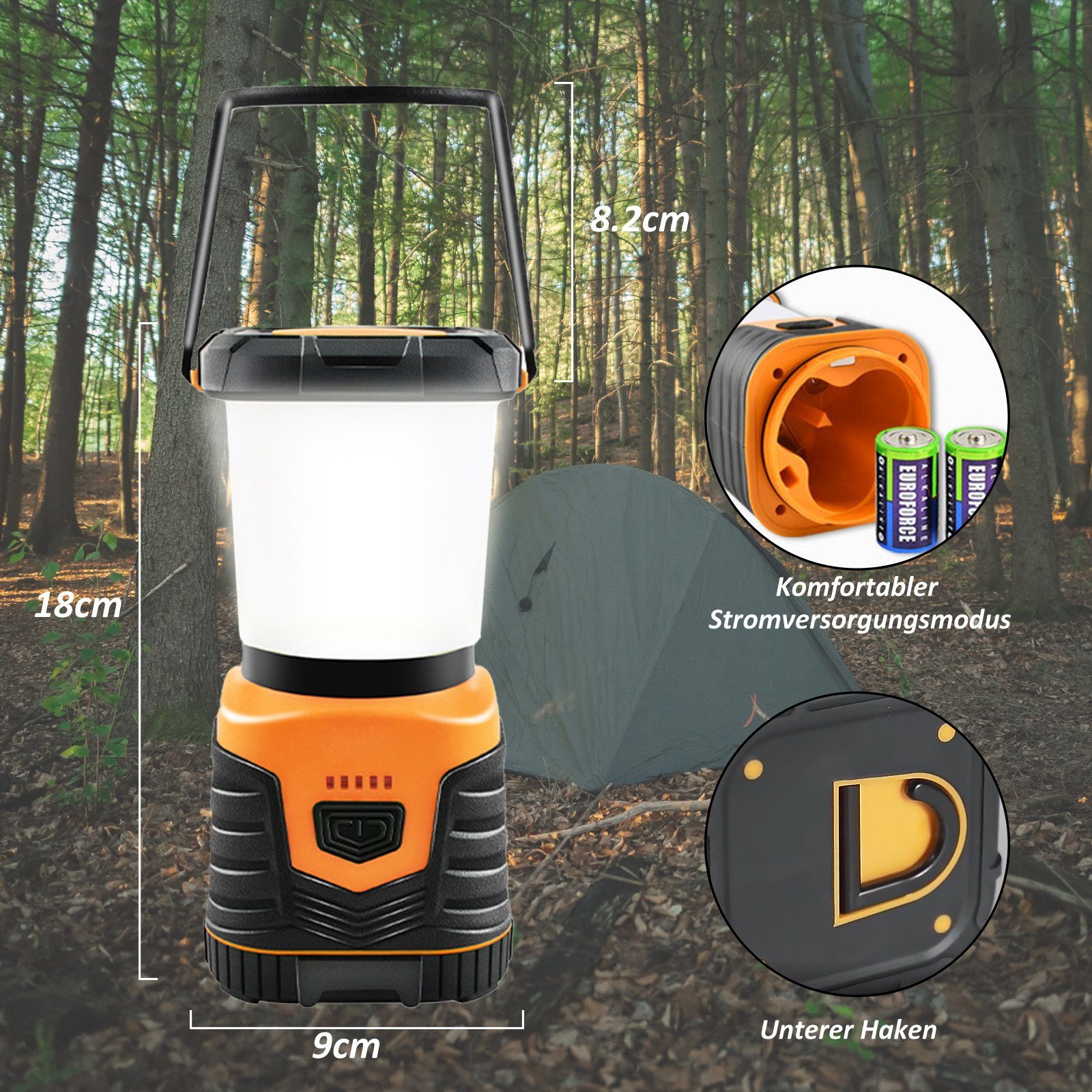 Campinglampe, Nach LED Dimmbar IPX44 Suchscheinwerfer, LED Laterne wasserdicht CALIYO