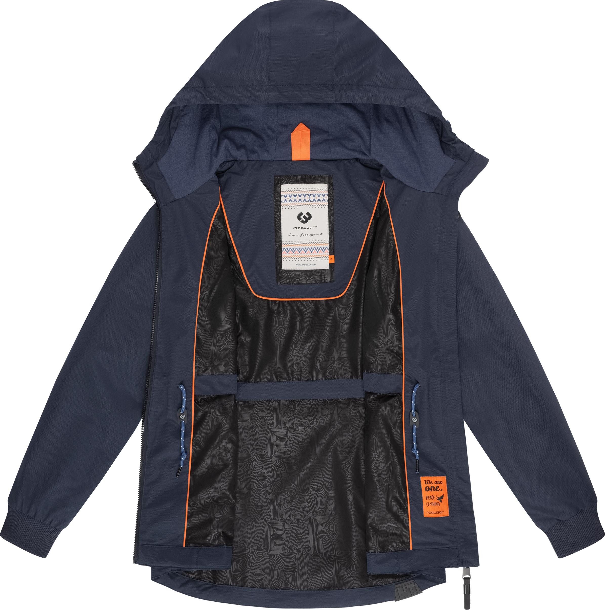 Ragwear Outdoorjacke Dowey Tech stylische wasserdichte Übergangsjacke mit großer Kapuze