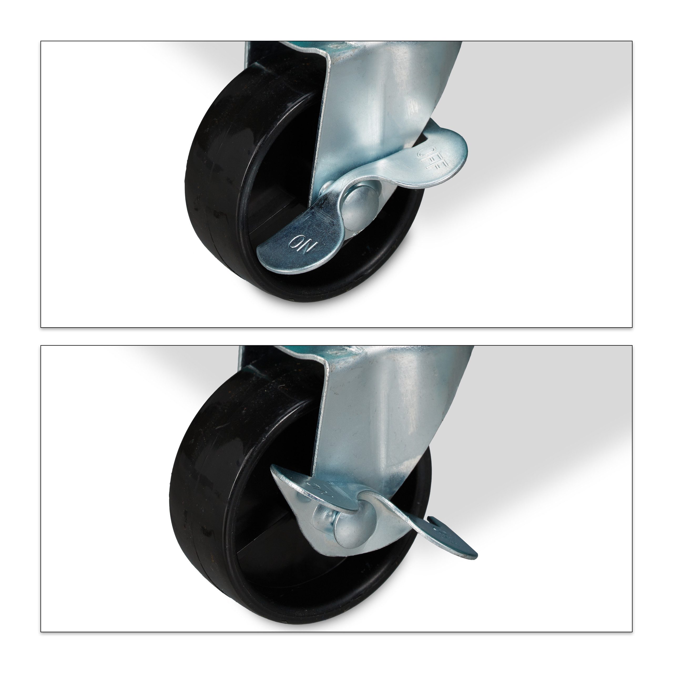 relaxdays Küchenwagen Rollwagen mit 3 Etagen, schwarz