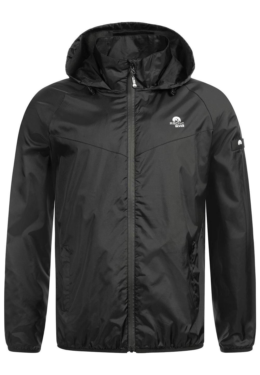 Arctic Seven Regenjacke Herren leicht mit Kapuze – Wasserabweisende Outdoorjacke mit hochstehendem Kragen