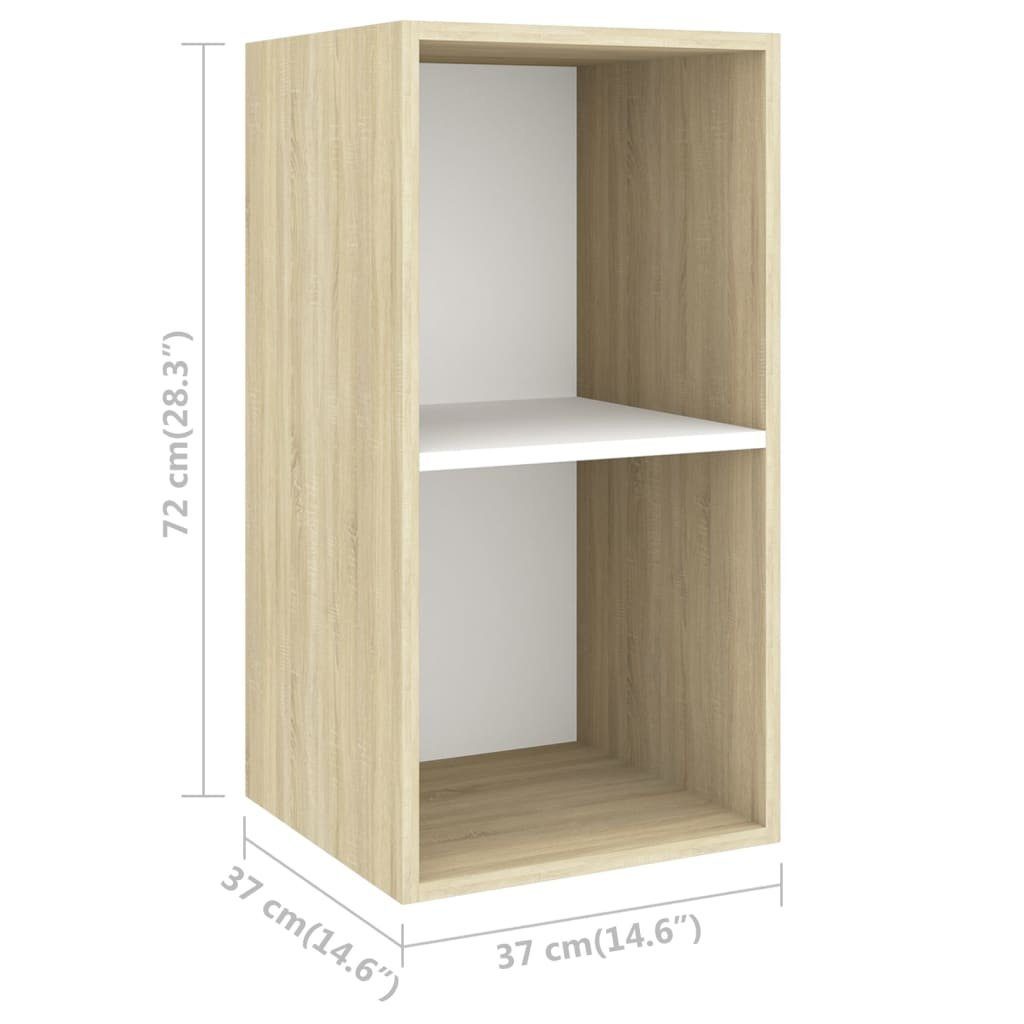 3-tlg. Weiß TV-Schrank-Set Holzwerkstoff TV-Schrank furnicato Sonoma-Eiche