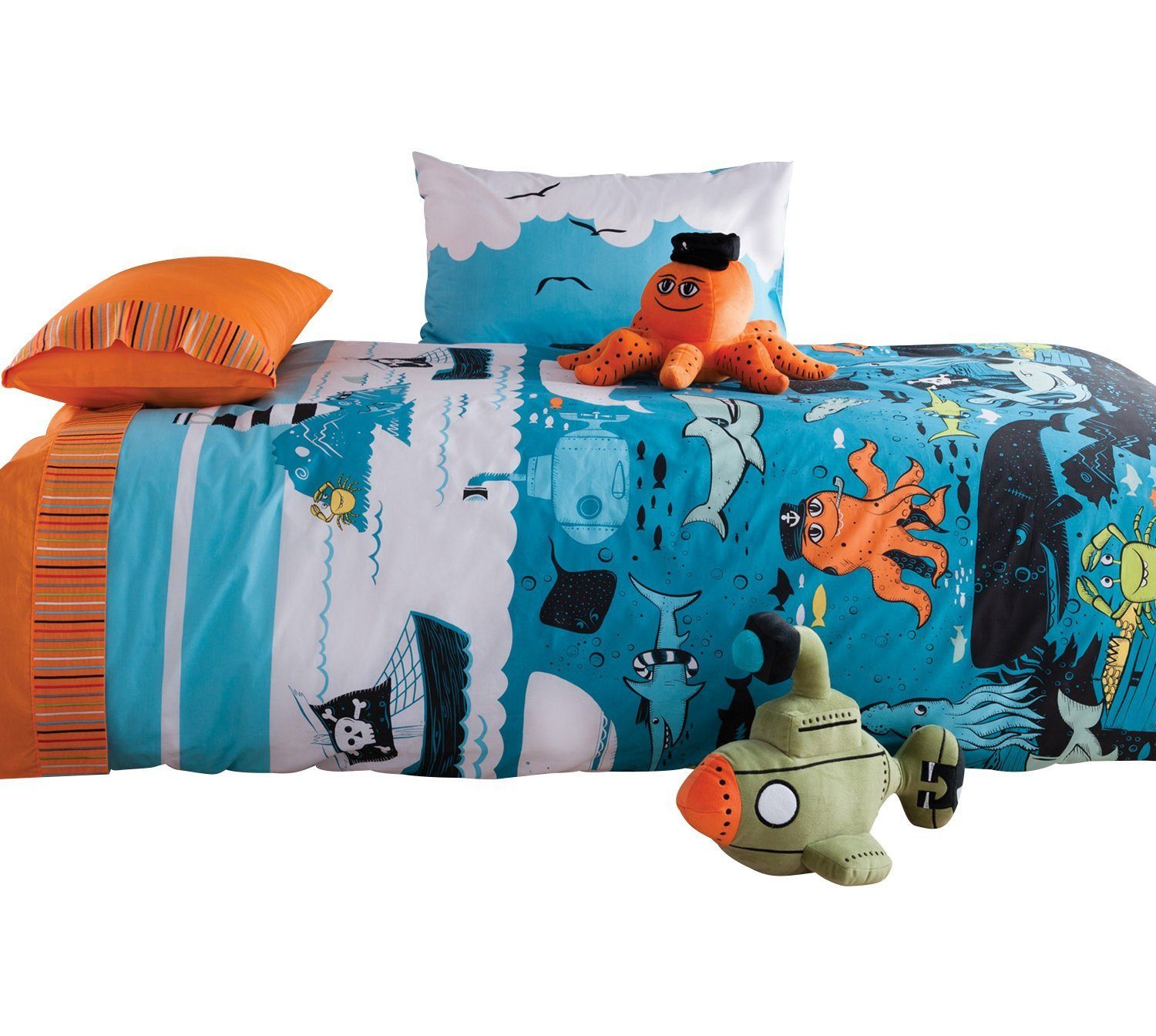 Kinderbettwäsche Kas Kids Under the sea Unterwasser 80 x 80 135 x 200 cm