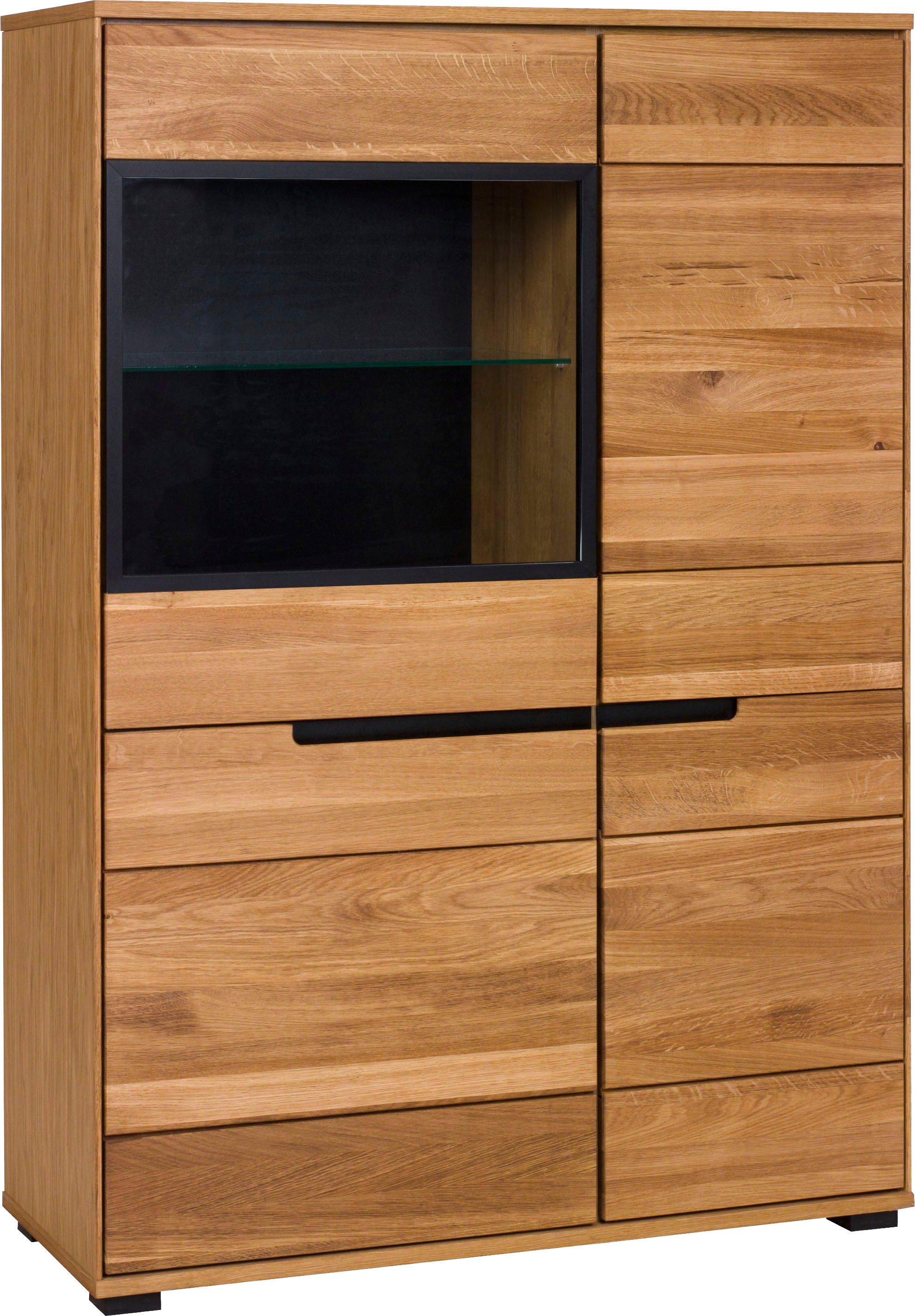 Home affaire Highboard, Schwarze Elemente, viel Stauraum, Türen mit dampfer, Wohnzimmer