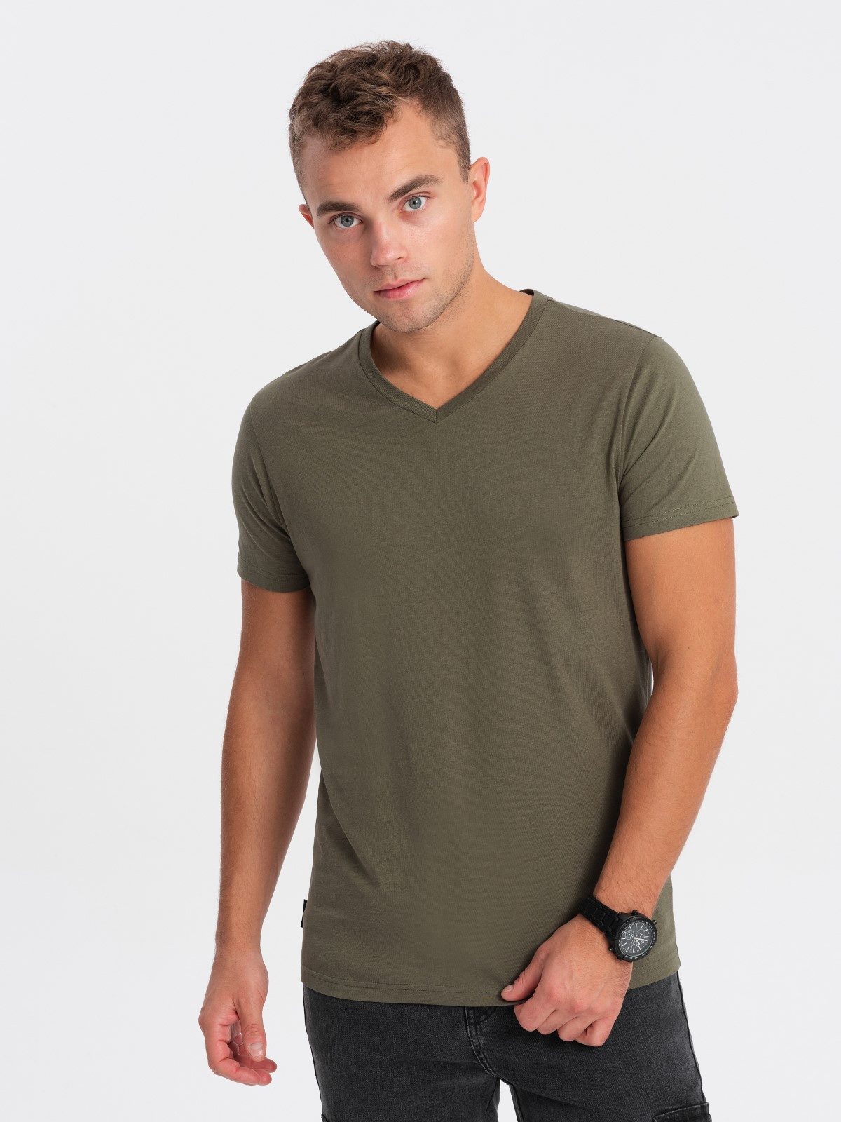 OMBRE T-Shirt Klassisches Herren-T-Shirt mit V-Ausschnitt günstig online kaufen