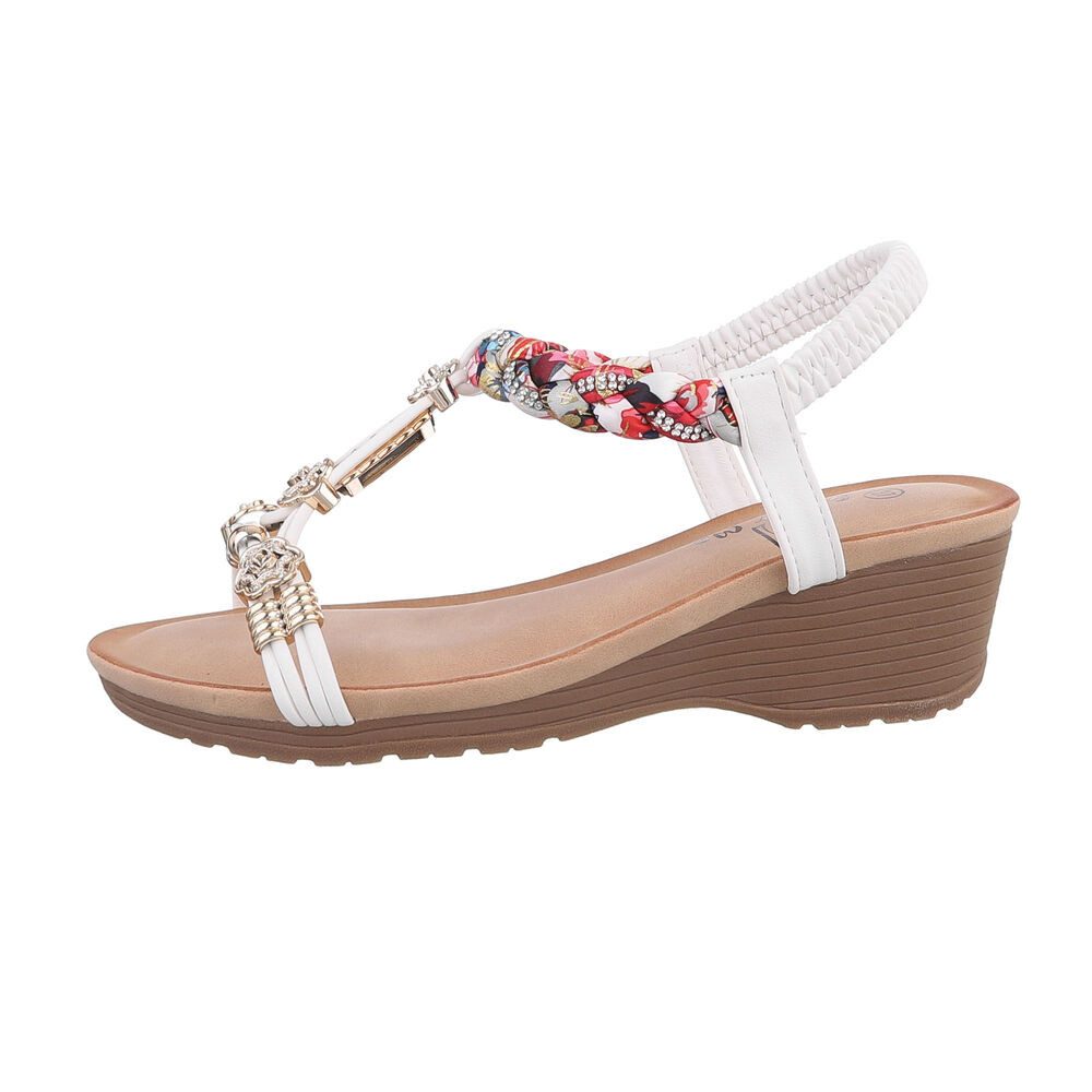 Ital-Design Damen Freizeit Keilsandalette (86016722) Keilabsatz/Wedge Keilsandaletten in Weiß
