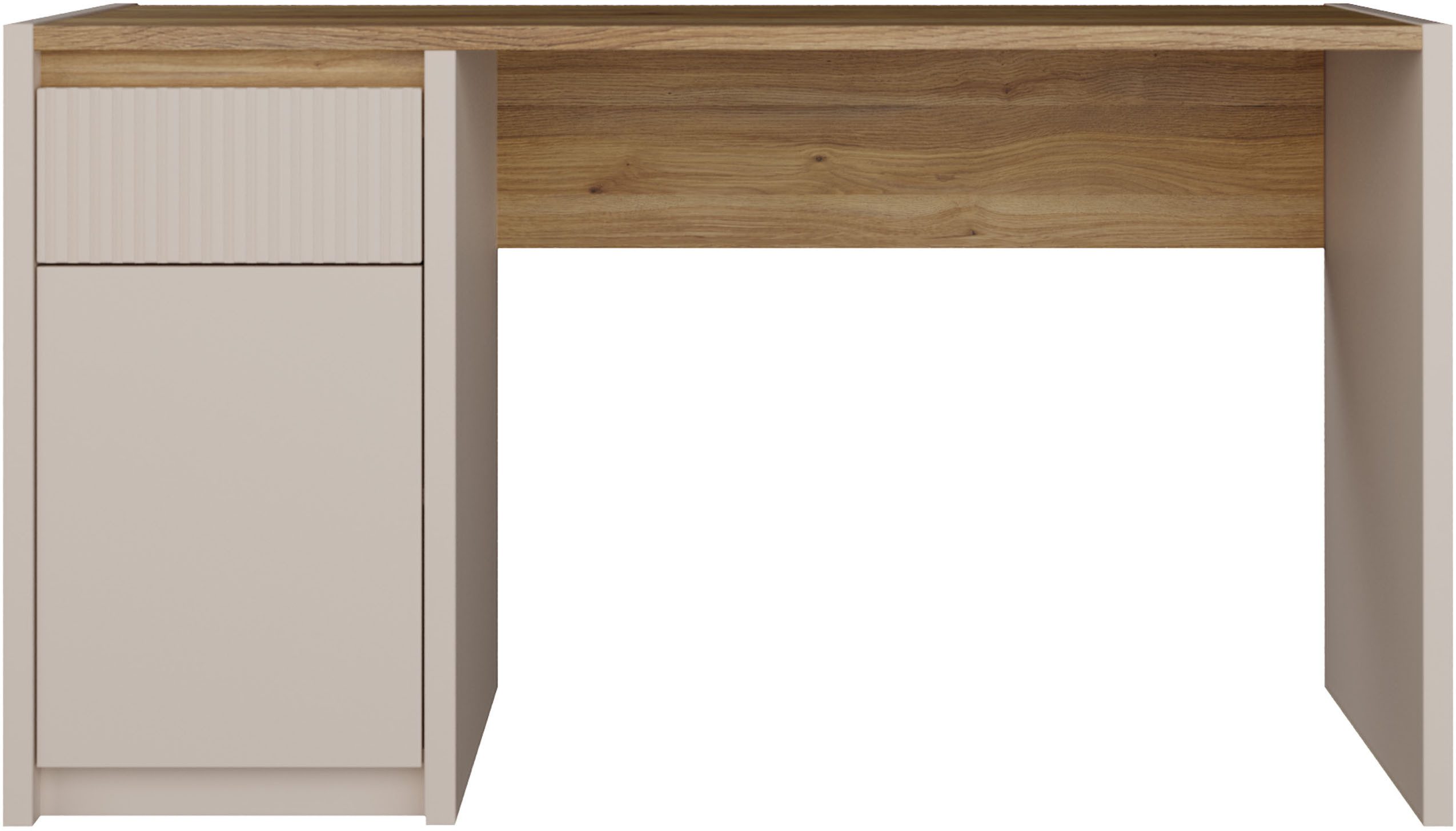 FORTE Schreibtisch Oak Squere, B/H/T 130/72/51,7cm, Soft Close, Vollauszug