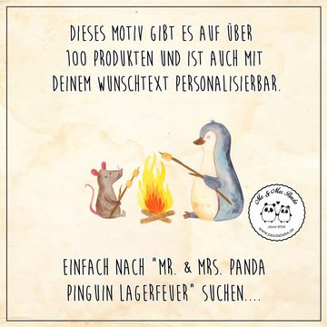 Mr. & Mrs. Panda Sektglas Pinguin Lagerfeuer - Transparent - Geschenk, Spülmaschinenfeste Sektg, Premium Glas, Persönliche Gravur