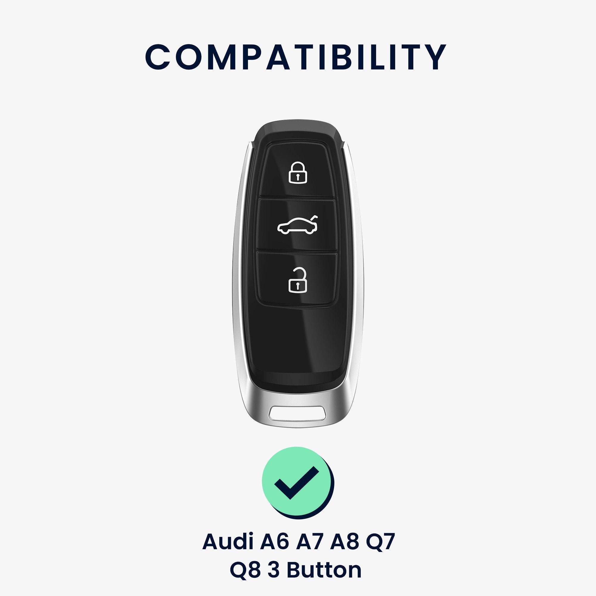 Hülle Schwarz Q7 für A8 Schlüsselhülle Schlüsseltasche A6 - Schutzhülle Case Autoschlüssel Q8, Hardcover A7 kwmobile Cover Audi