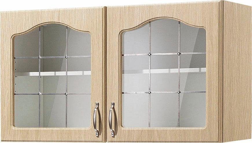 wiho Küchen Glashängeschrank Linz 100 2 eichefarben mit breit, cm Eichefarben | Glastüren