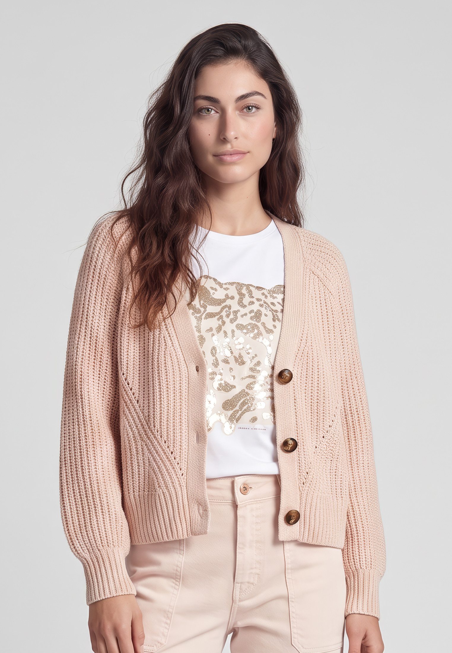 MARC AUREL Cardigan in grober Rippe