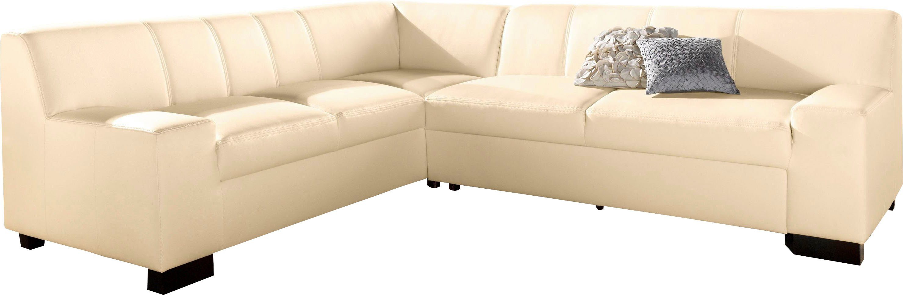 DOMO collection Ecksofa Norma, moderne Armlehnen, zeitlos und elegant, Breite 247cm, L-Form, wahlweise mit Bettfunktion