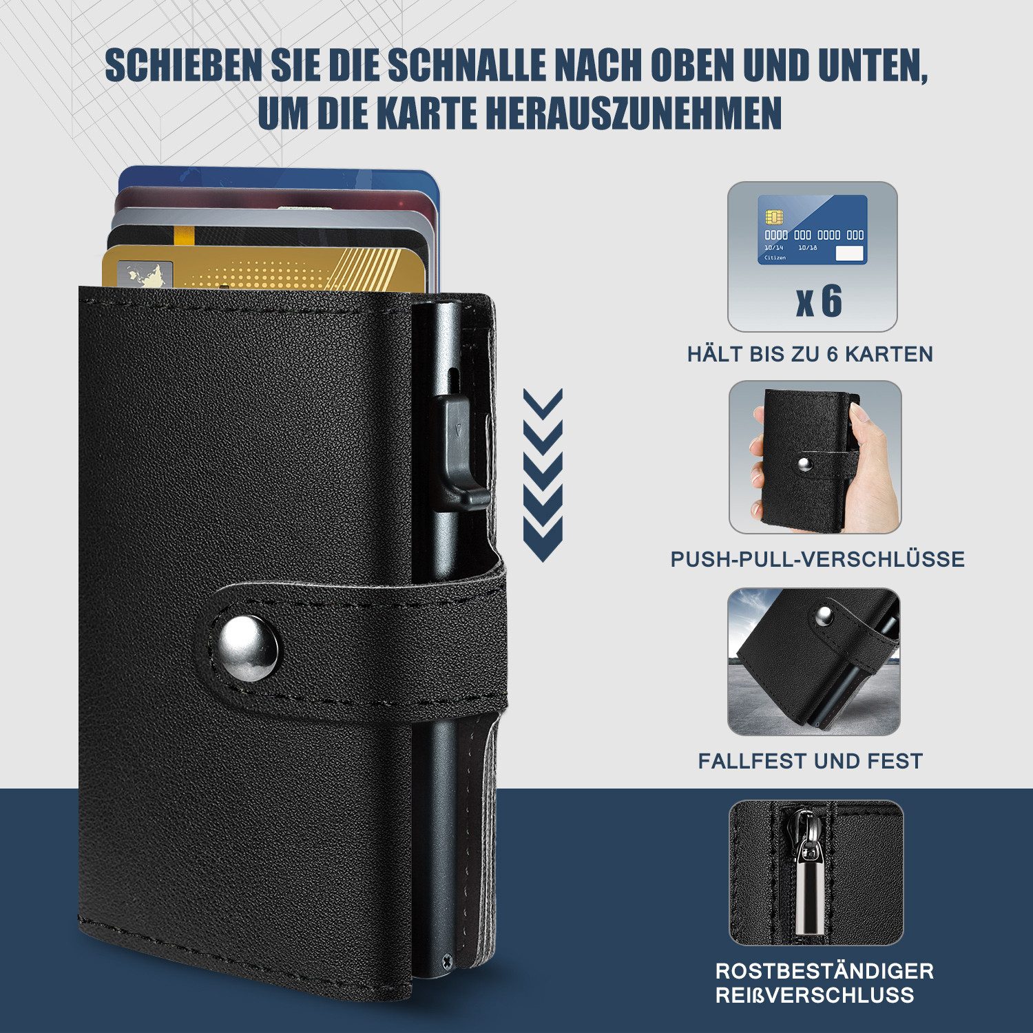 Forrlite Geldbörse Geldbeutel Herren Slim Wallet mit RFID-Schutz (Premium Leder Portemonnaie Herren mit Münzfach, Tragbar und Langlebig Brieftasche Herren), Mini Kreditkartenetui Kartenetui Männer)