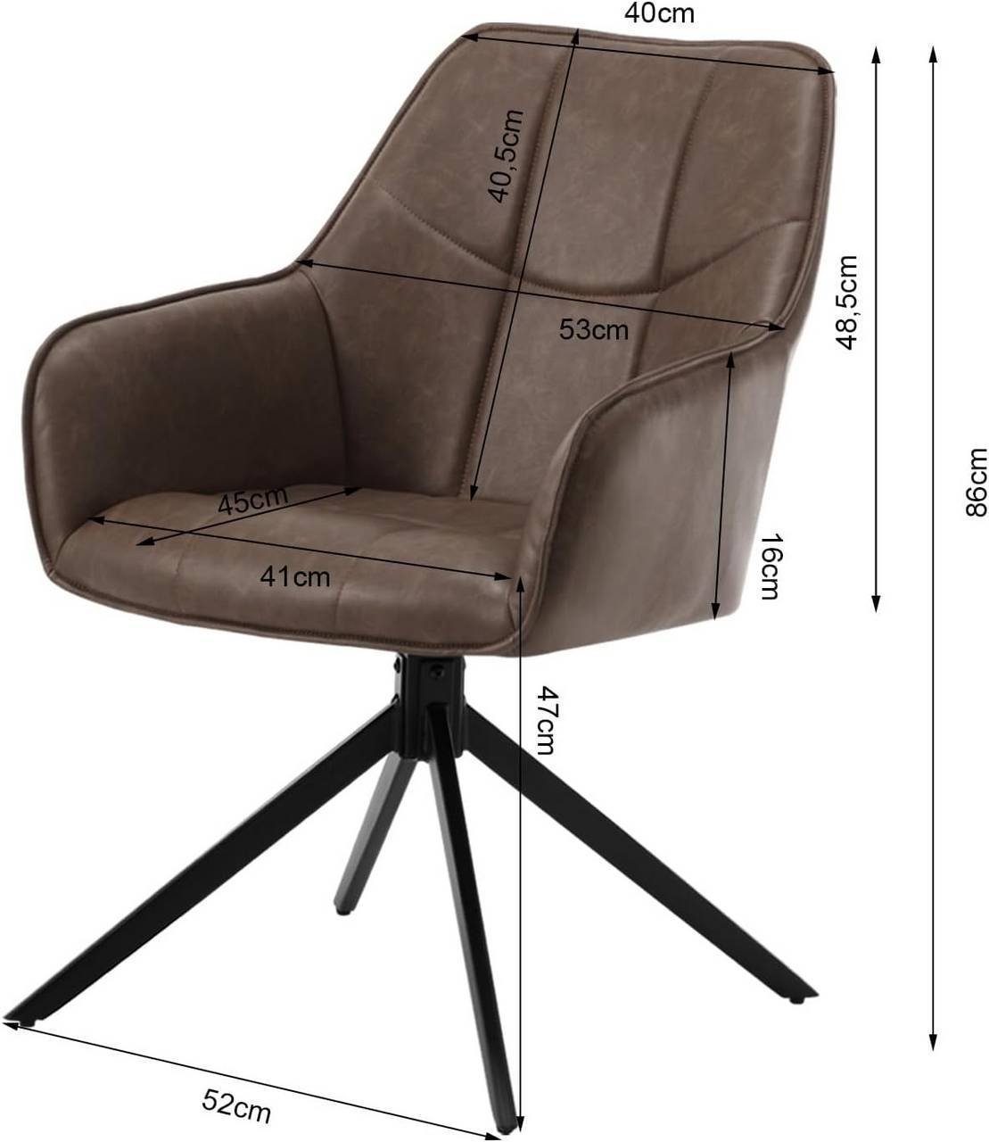 Woltu Polsterstuhl (4 St), Esszimmerstuhl drehbar, gepolsterter, Metallbeine