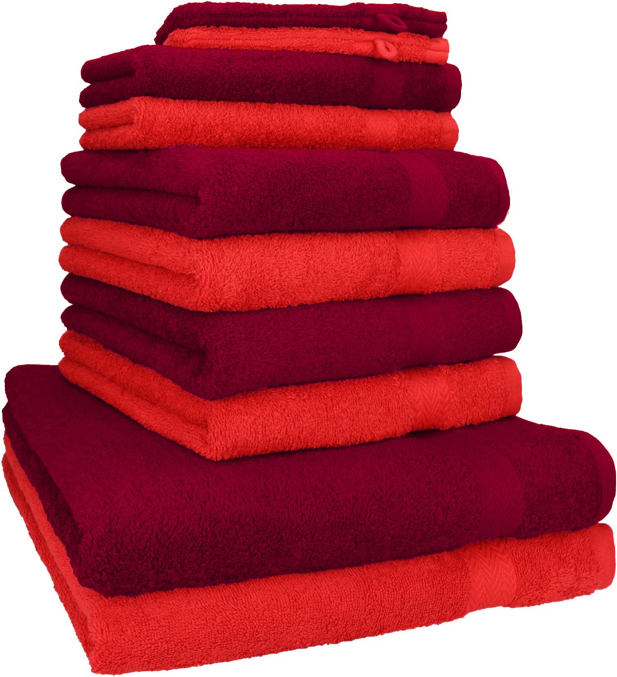 Betz Handtuch Set 10-TLG. Handtuch-Set Premium Farbe Rot & Dunkelrot, 100% Baumwolle, (10-tlg)
