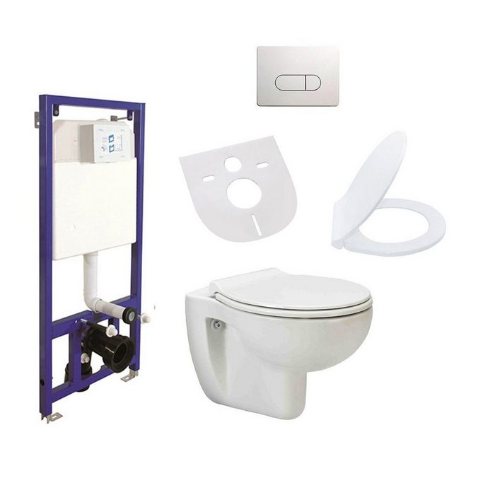 Aqua Blue Tiefspül-WC AquaWCKomplettSet Komplett Set Hänge Wand WC Spülrandlos Toilette SoftClose