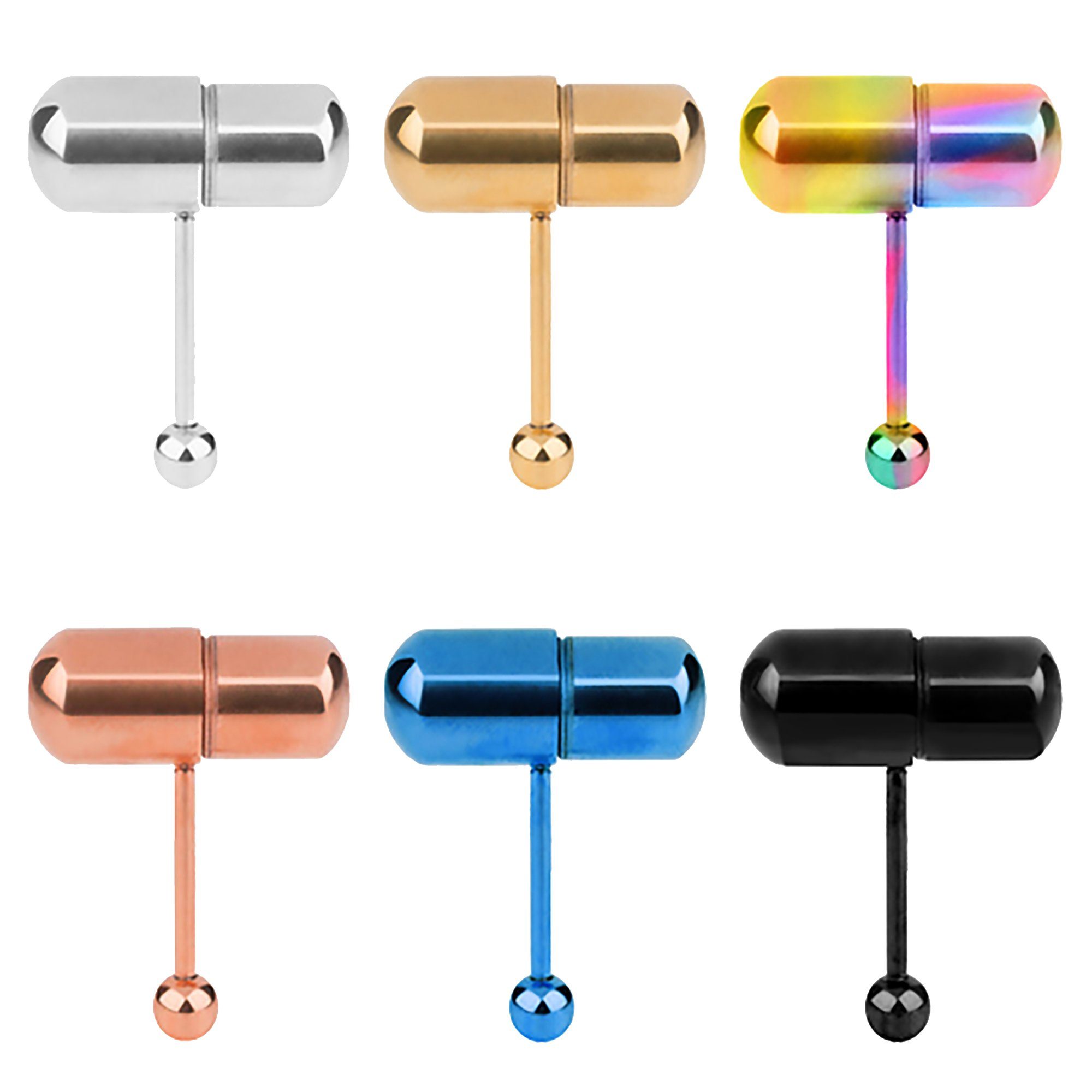 Kugel Stab Vibrierendes Ohrpiercing Rainbow Stecker Barbell Tragus Oral Fun, Zungenpiercing Hantel Piercing-Set Piercingfaktor Intim Helix Taffstyle