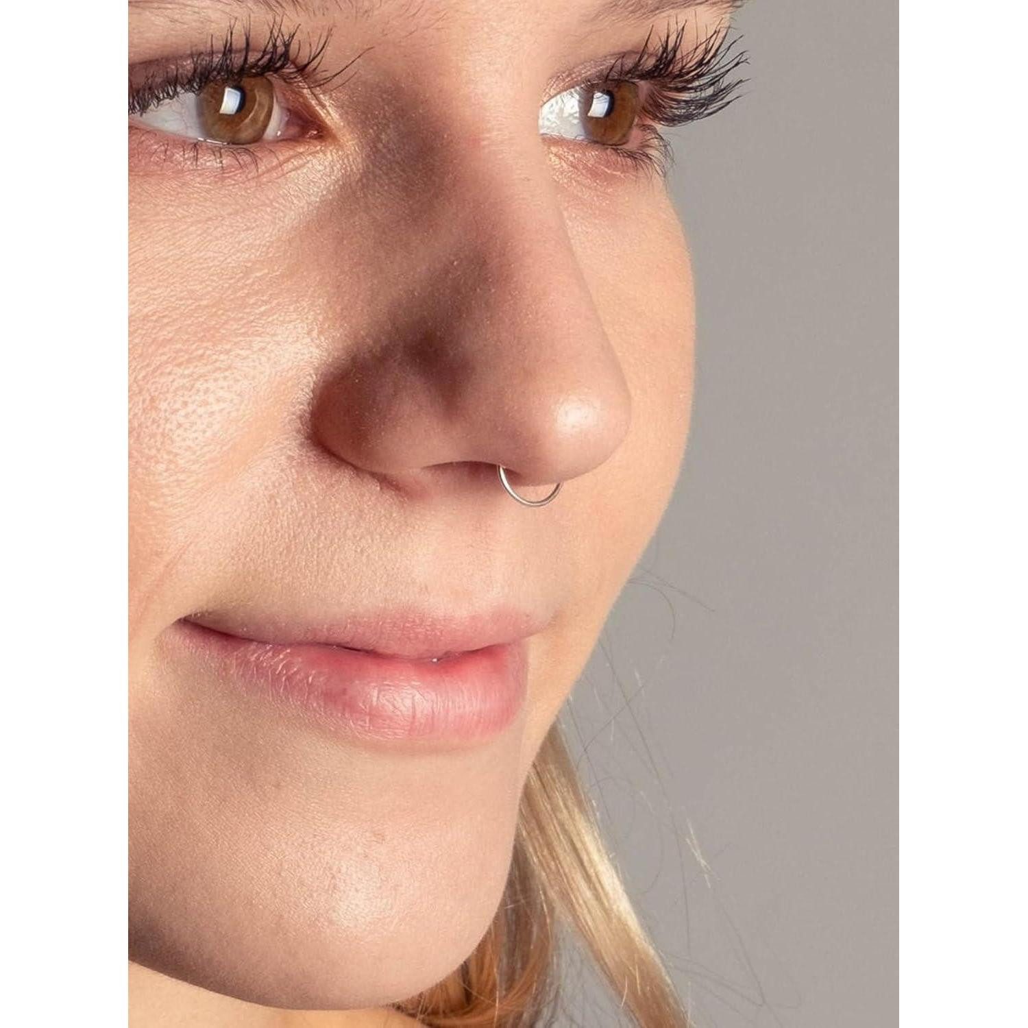 MODRSA Nasenpiercing Fake Nasenpiercing 20G Silber Edelstahl Septum Nase Hoop Ring Piercing – Bild 4 von 5