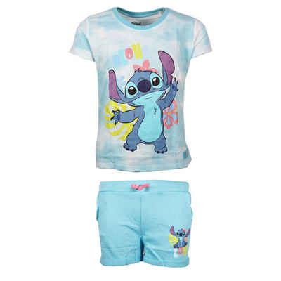 Disney Print-Shirt Disney Stitch Mädchen Kinder Sommerset Shorts plus T-Shirt Gr. 104 bis 134, Baumwolle