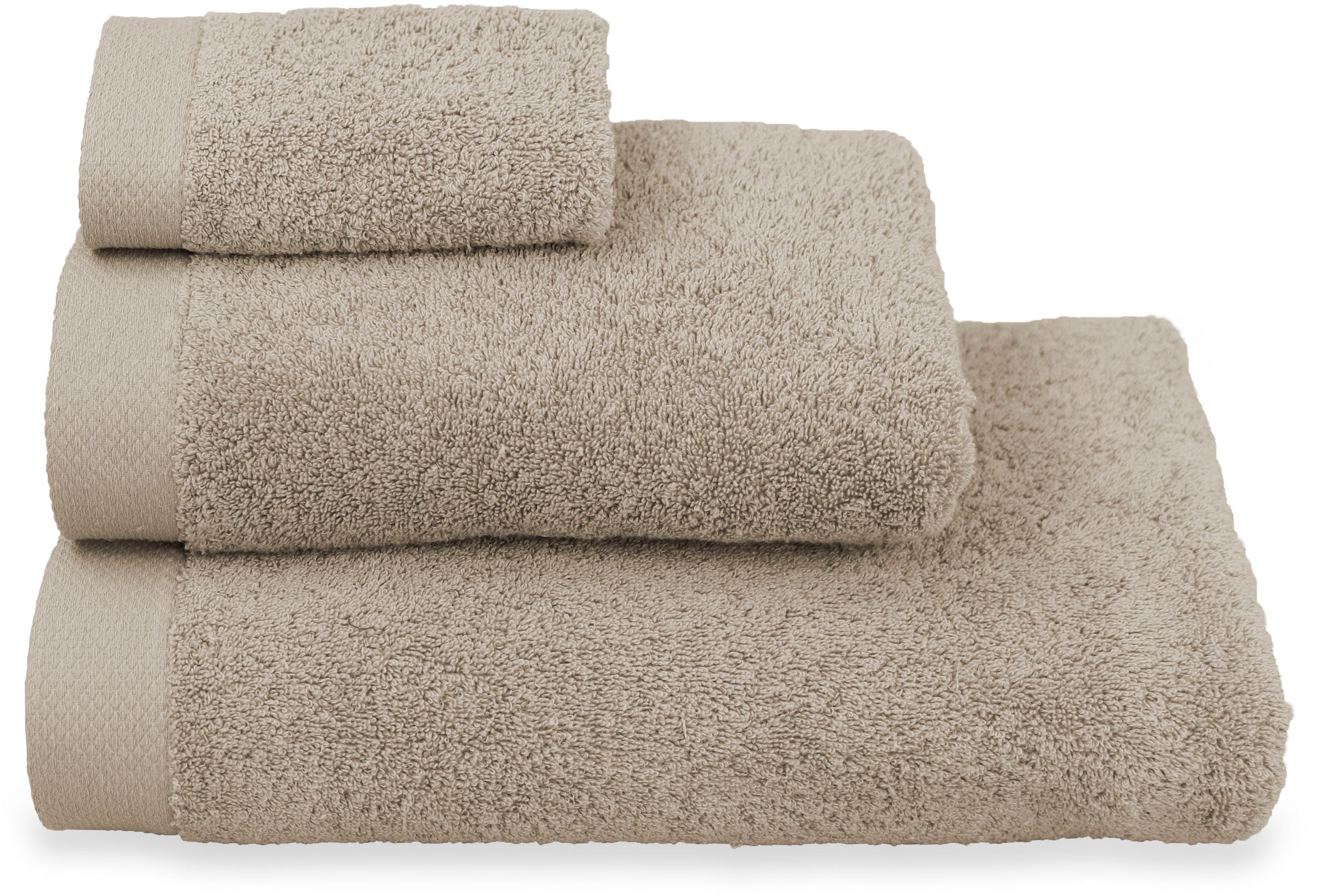 Frottee, Premium Leonique »Tailles« Hotel-Qualität, flauschige Handtuch Bio-Baumwolle 600gr/m² Handtuch, aus beige Duschtuch, Set Gästetuch (3-tlg),
