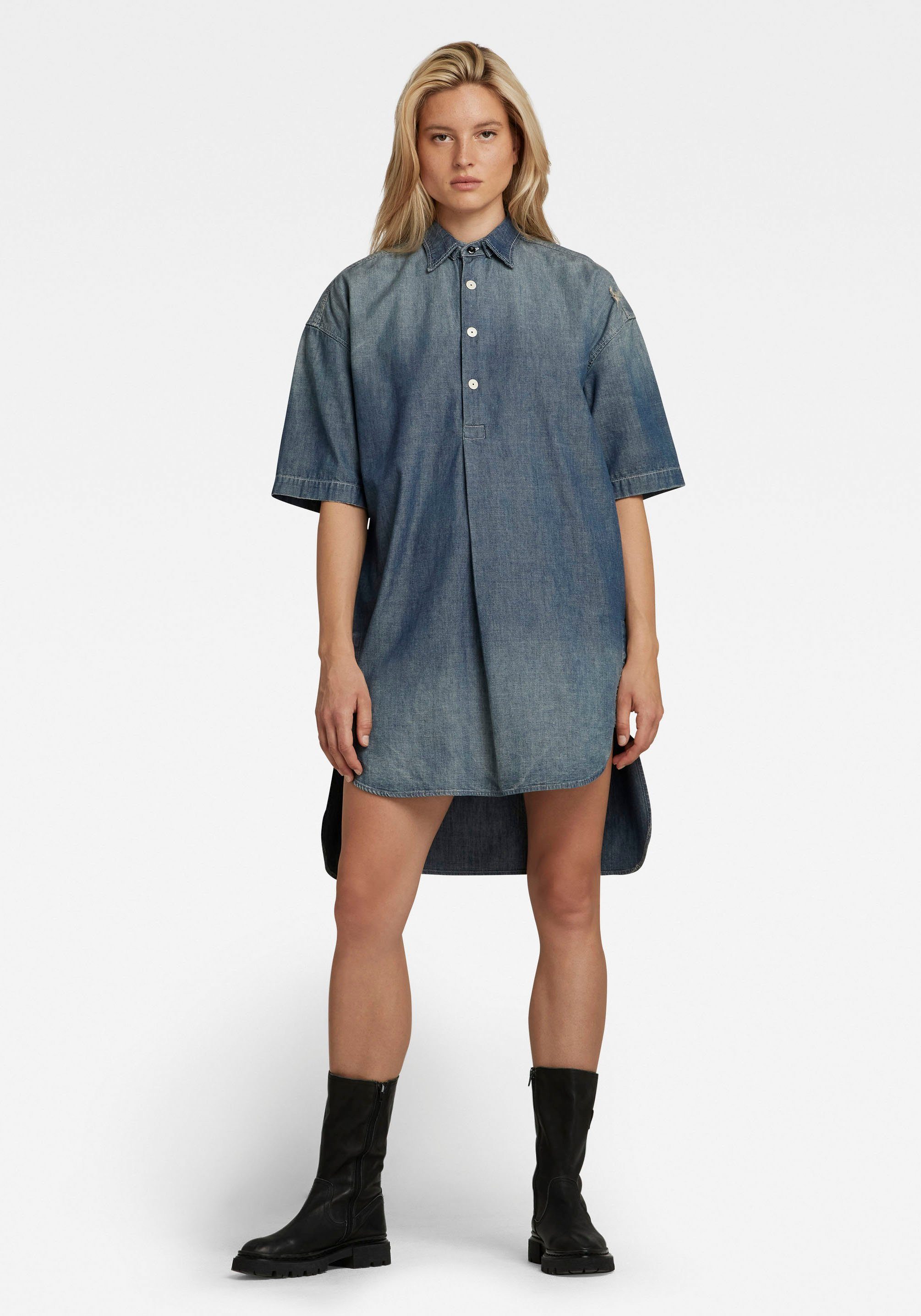 G-Star RAW Jeanskleid »Shirt dress« mit Seitenschlitzen, hinten länger  geschnitten online kaufen | OTTO
