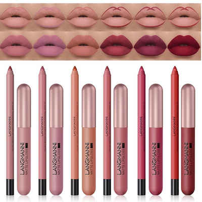 Haiaveng Lippenstift-Set 12Pcs Lip Liner und Lippenstift Set Matte Nude Lips Set, lang anhaltender wasserfester Lippenstift