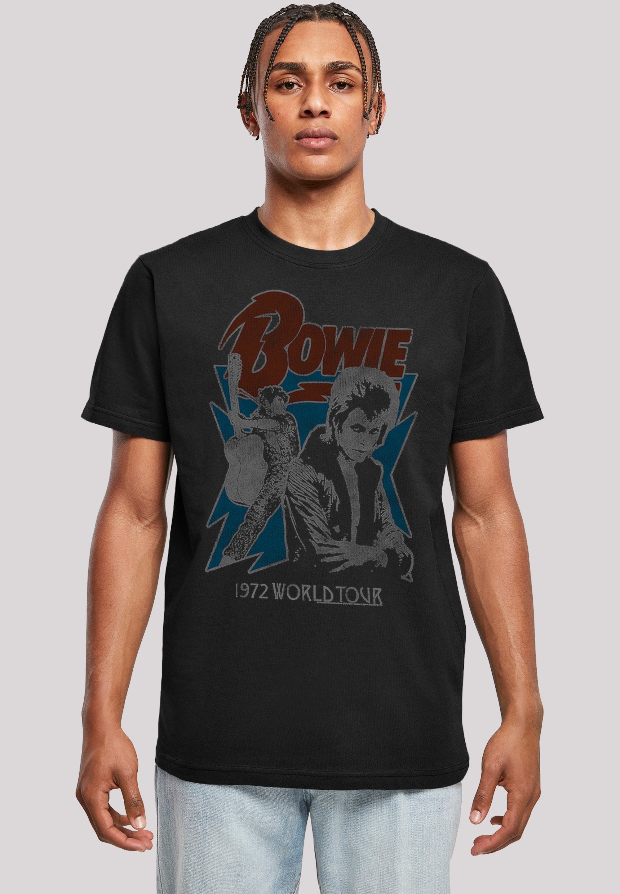 Tour David Herren,Premium F4NT4STIC Merch,Regular-Fit,Basic,Bandshirt T-Shirt 1972 Bowie World