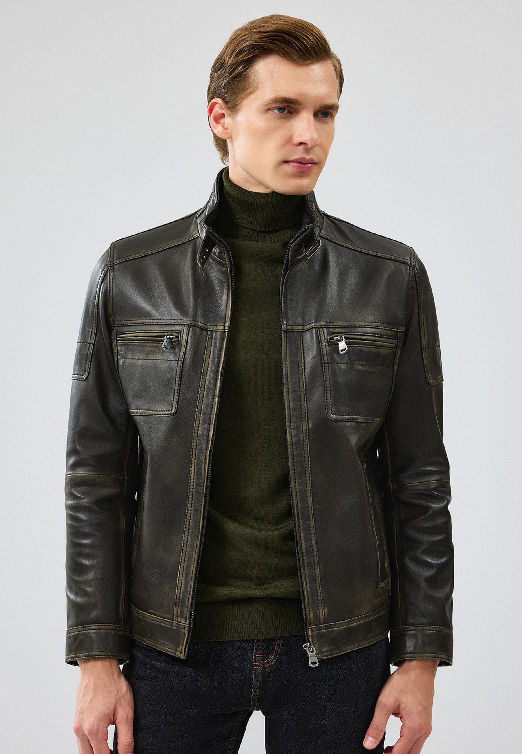 Lederjacke Wade Slim-Fit Lederjacke