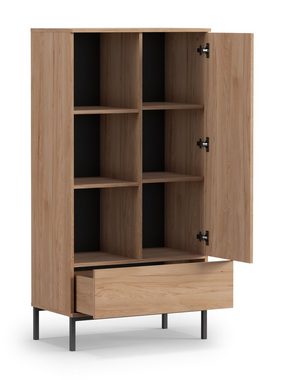 Furnix Vitrine FORSETTI R70 Highboard elegant (Weitere Artikel der Serie finden Sie in unserem Sortiment) 6 Fächer, Schublade, B70 x H140 x T41 cm