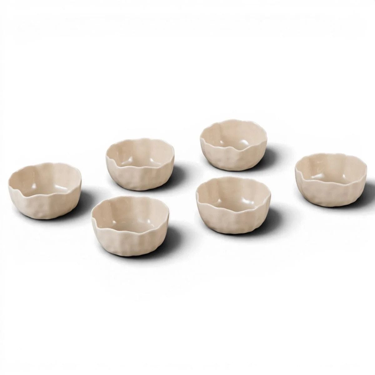 EmirtexHome Dipschale Angles 6er Dip- Schälchen Set I Beige, Porzellan, (6-tlg)