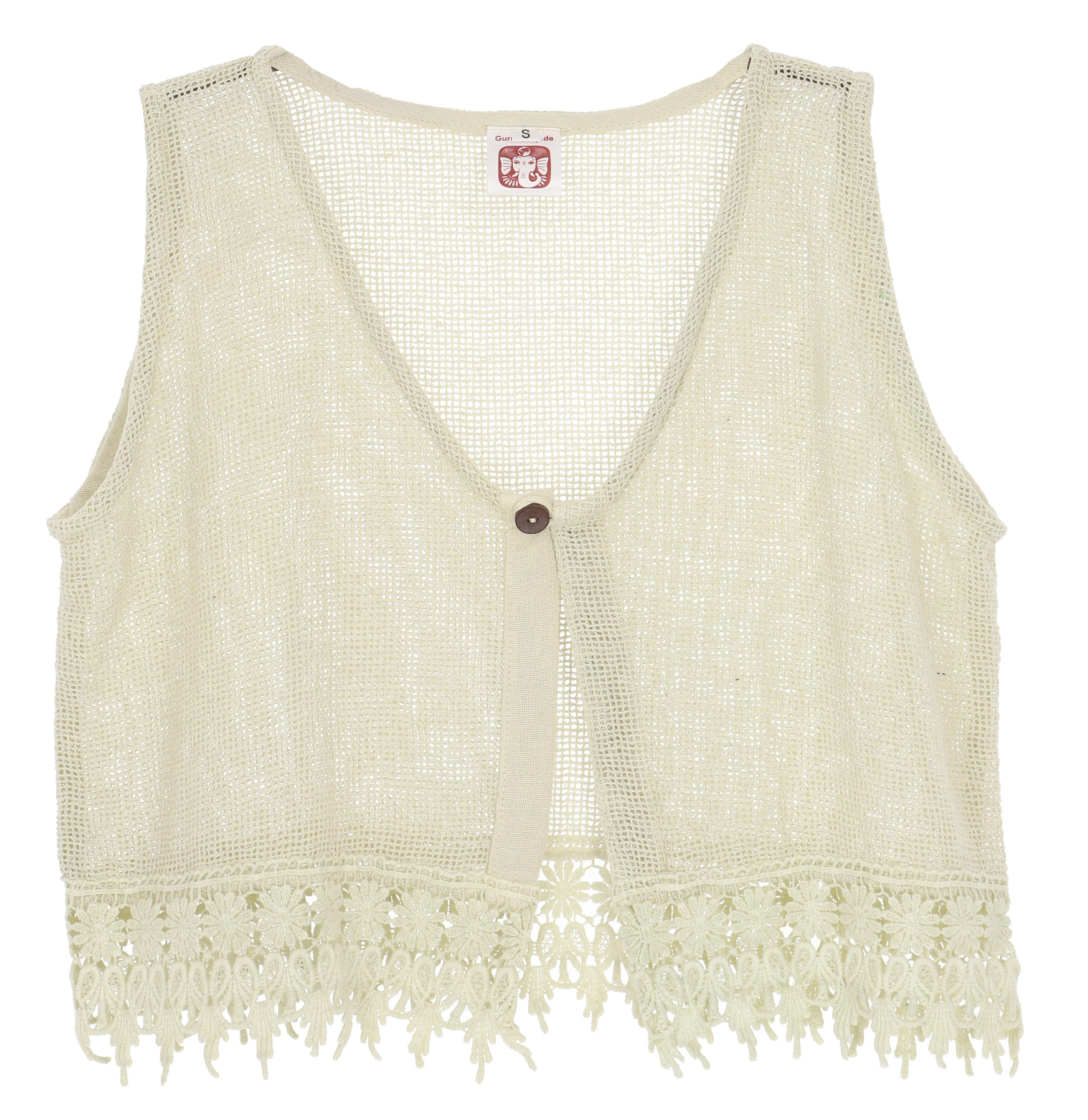 Guru-Shop T-Shirt Natürliches Boho Style Top, offenes Top, Weste.. Festival, Ethno Style, alternative Bekleidung