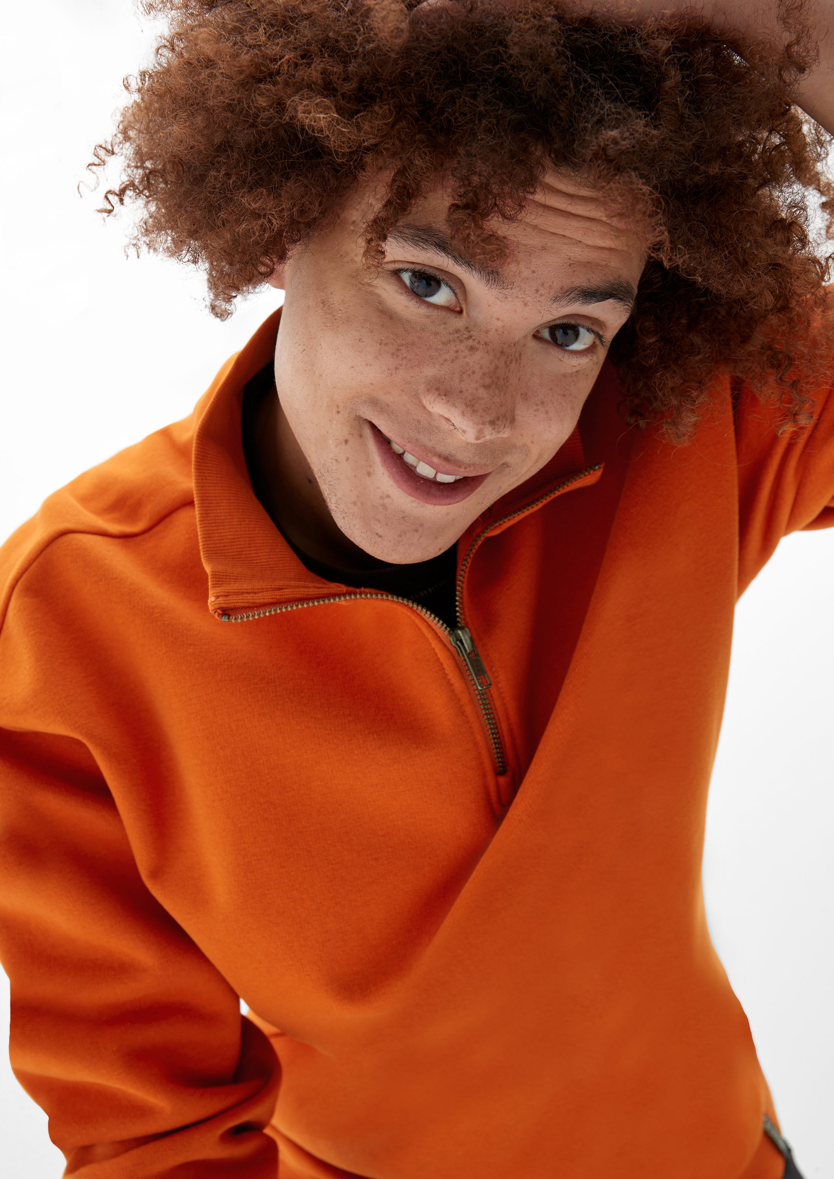 Begrenzter Lagerbestand QS Sweatshirt mit Reißverschluss orange Sweatshirt
