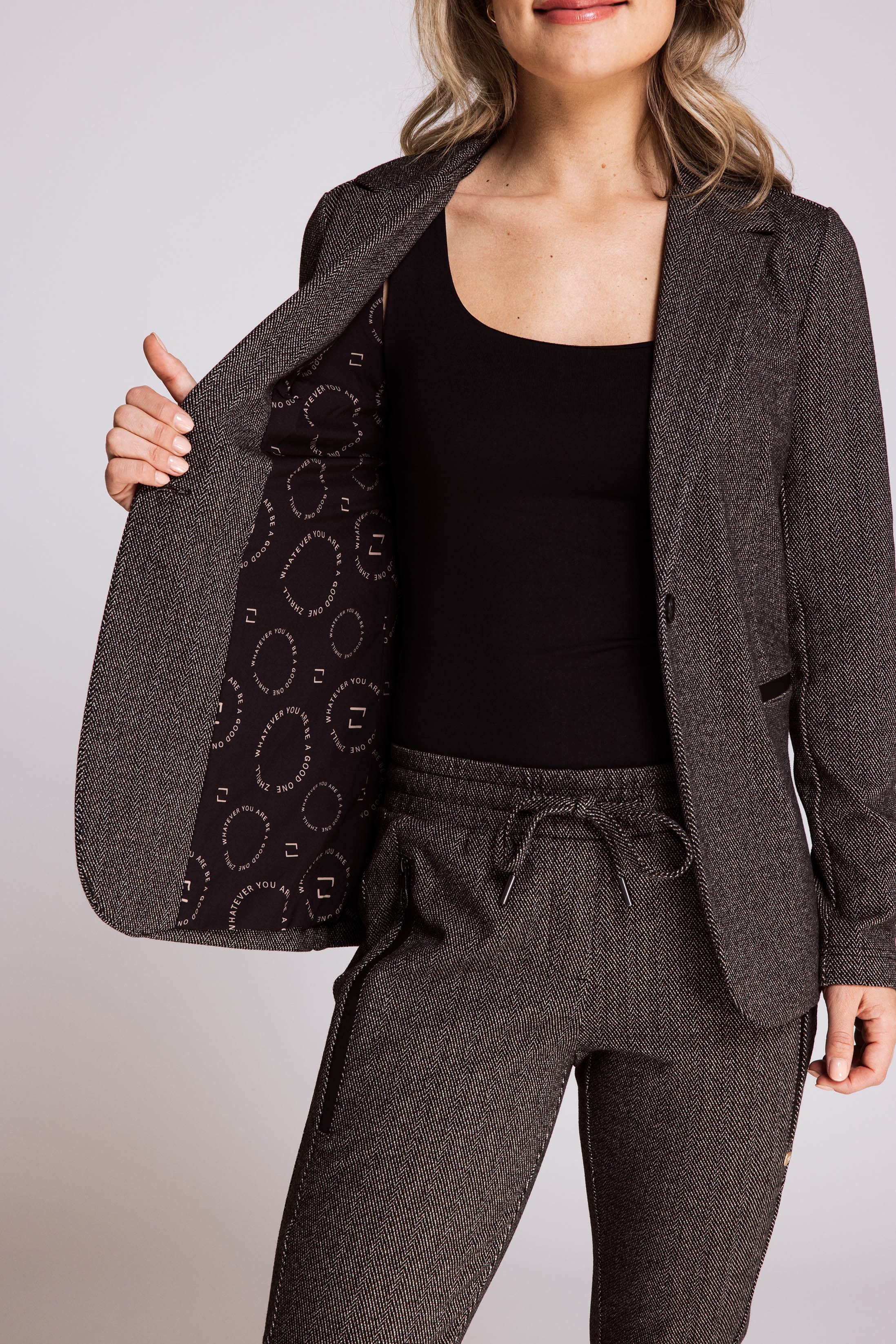 Zhrill Jerseyblazer ZHSALMA LONG HERRINGBONE