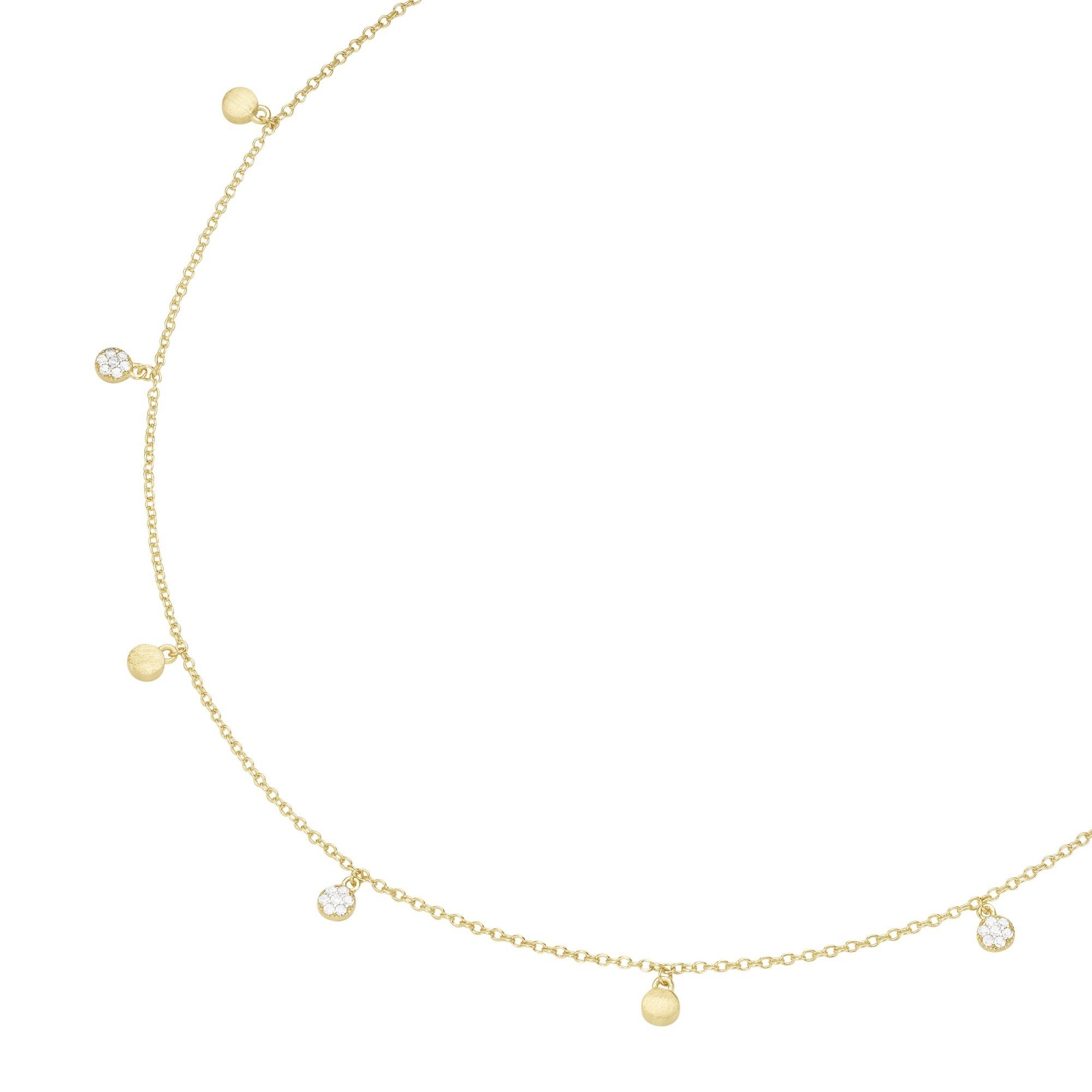 Collier mit 7 Behängen, weißen Zirkonia und matt, Silber 925
