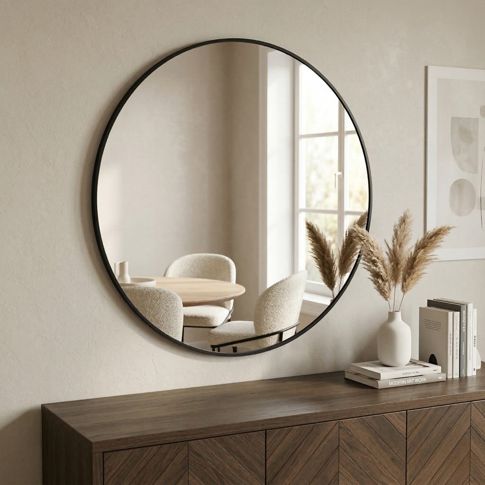 SCENA LIVING Wandspiegel Rundes Wandspiegel MIRA, Ø 80 cm, Große Spiegelfläche