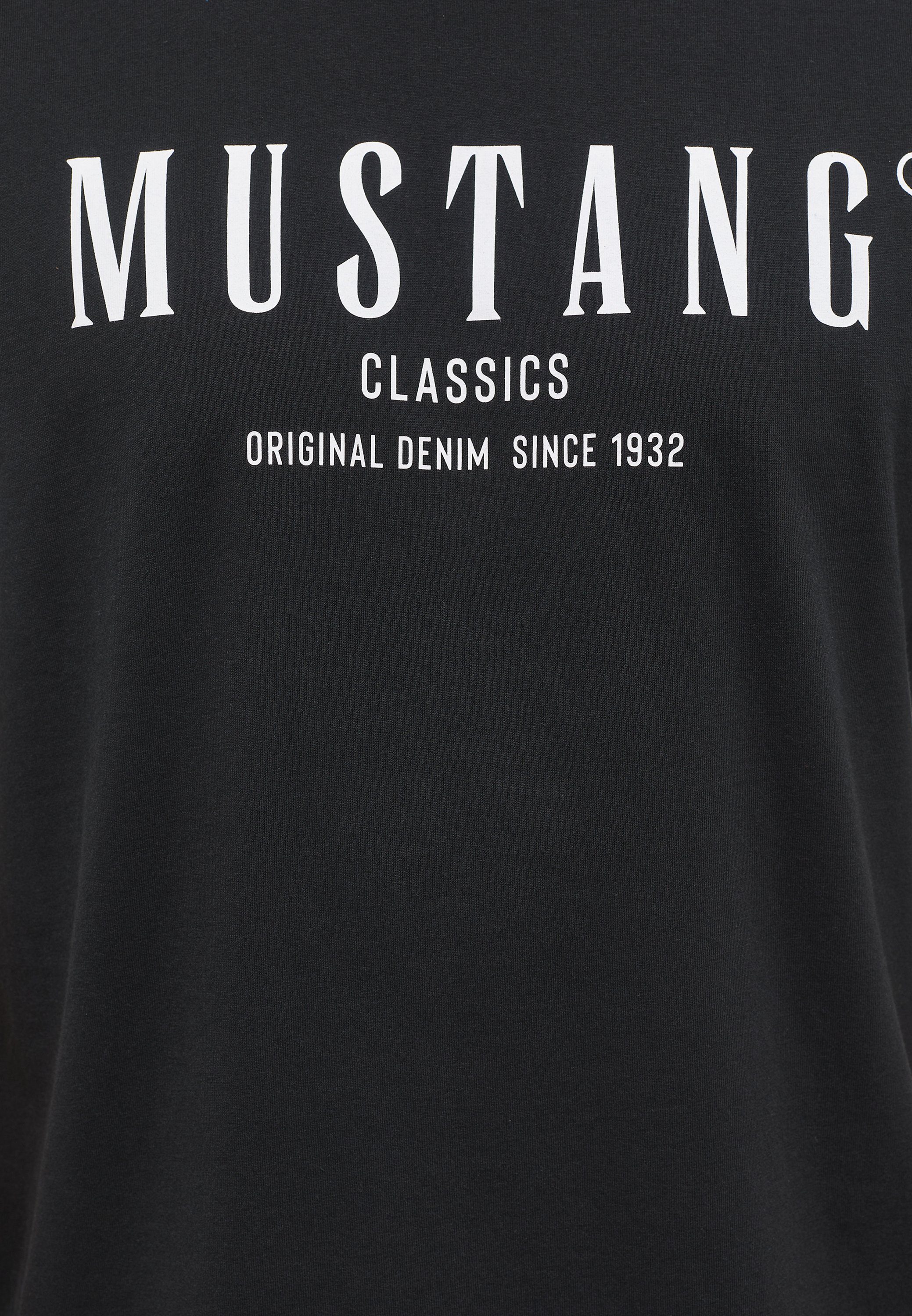 MUSTANG schwarz Print-Shirt Kurzarmshirt Mustang