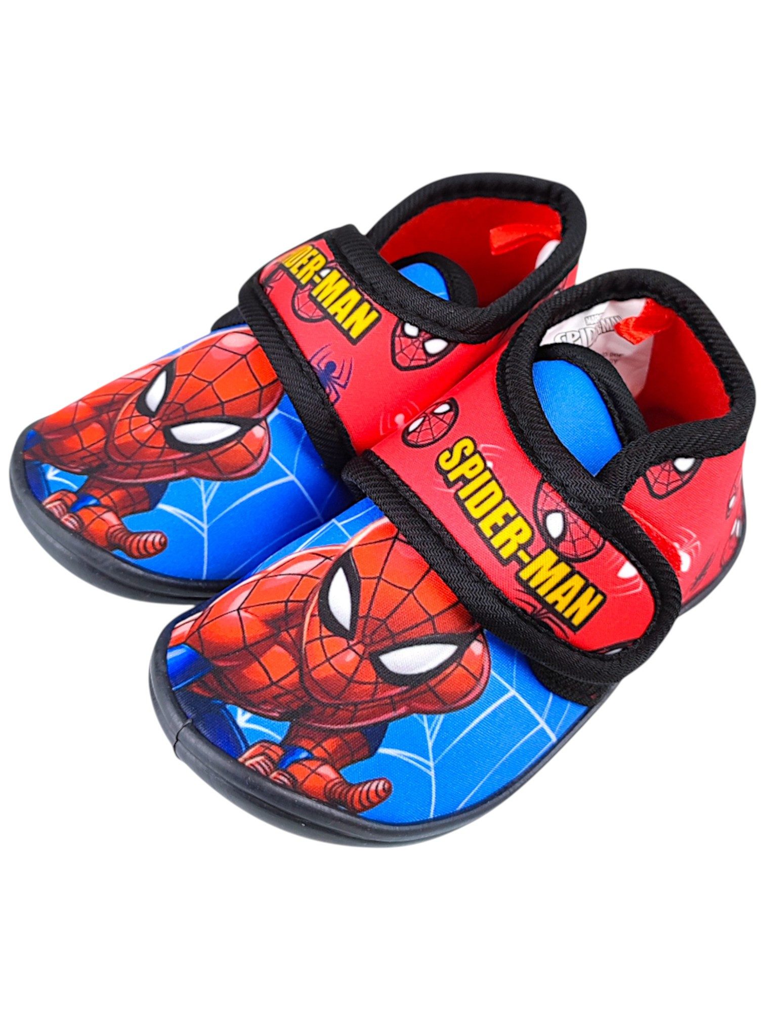 Spiderman Marvel Hausschuh Jungen Pantoffeln mit Klettverschluss Gr. 22-27